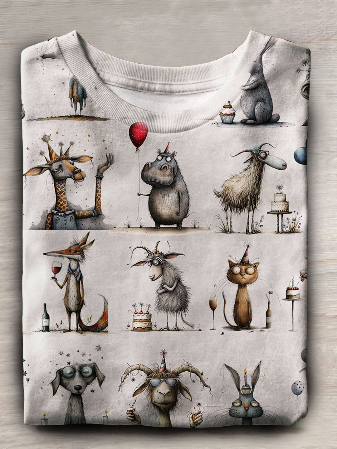 Lässiges Kurzarm-Top mit Party-Animal-Print