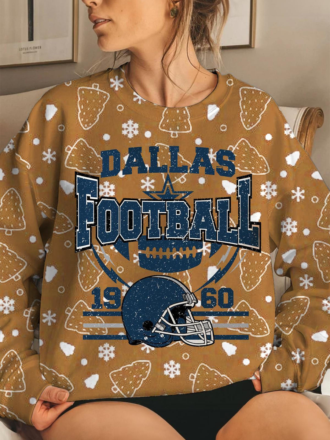 Women's Dallas Football Printed Casual Long Sleeve Top