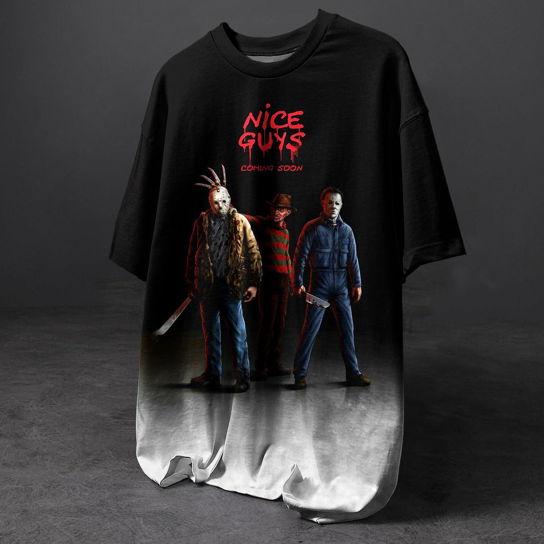 Halloween Horror Movie Print Crew Neck T-shirt