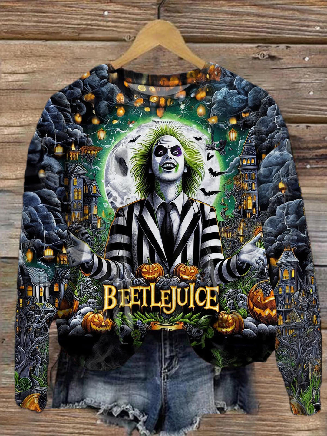 Halloween Beetlejuice It's Showtime Langarm-Top mit Rundhalsausschnitt