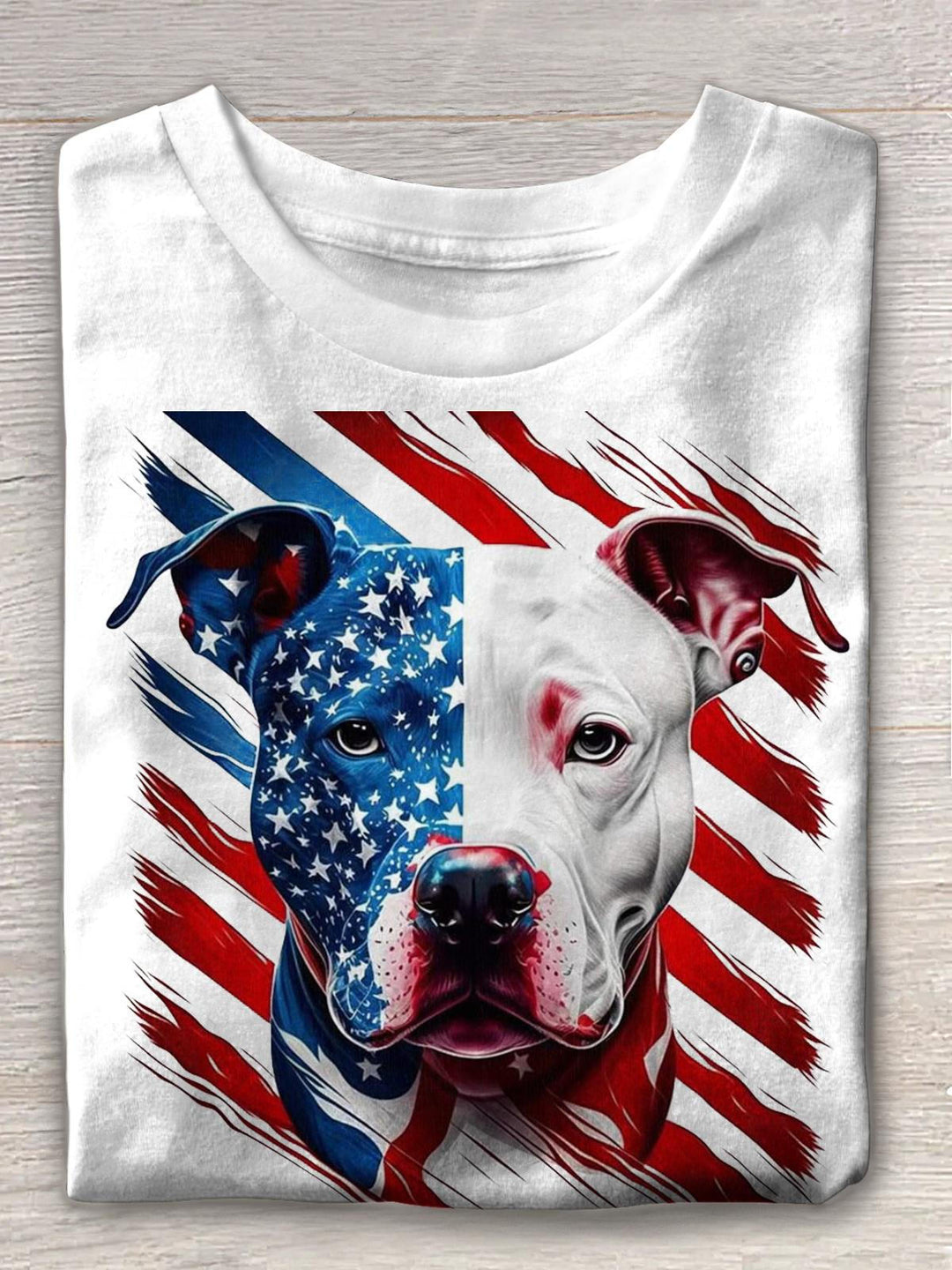 Stars And Stripes Dog Crew Neck T-shirt