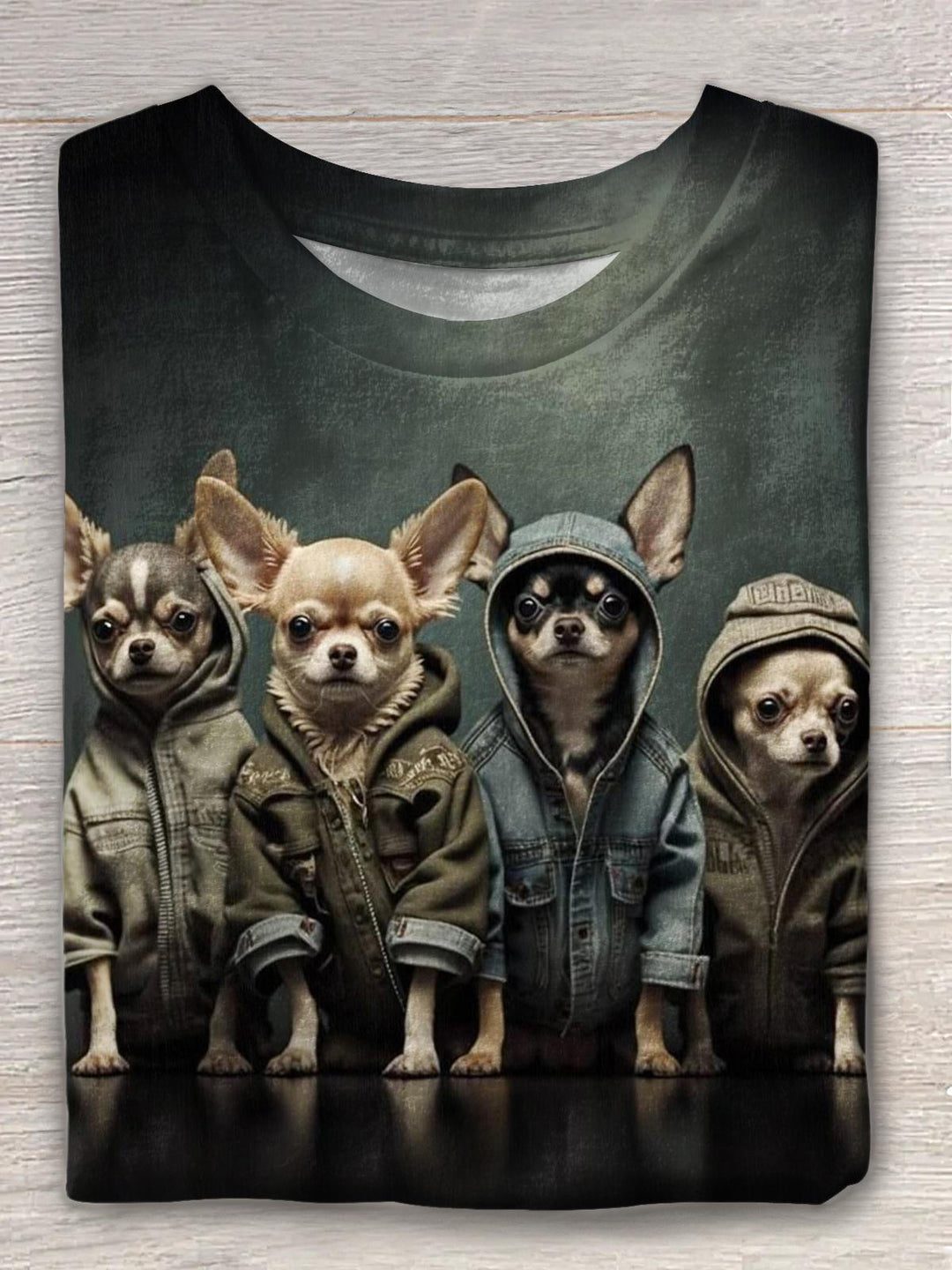 Cute Chihuahua Puppy Crew Neck T-shirt
