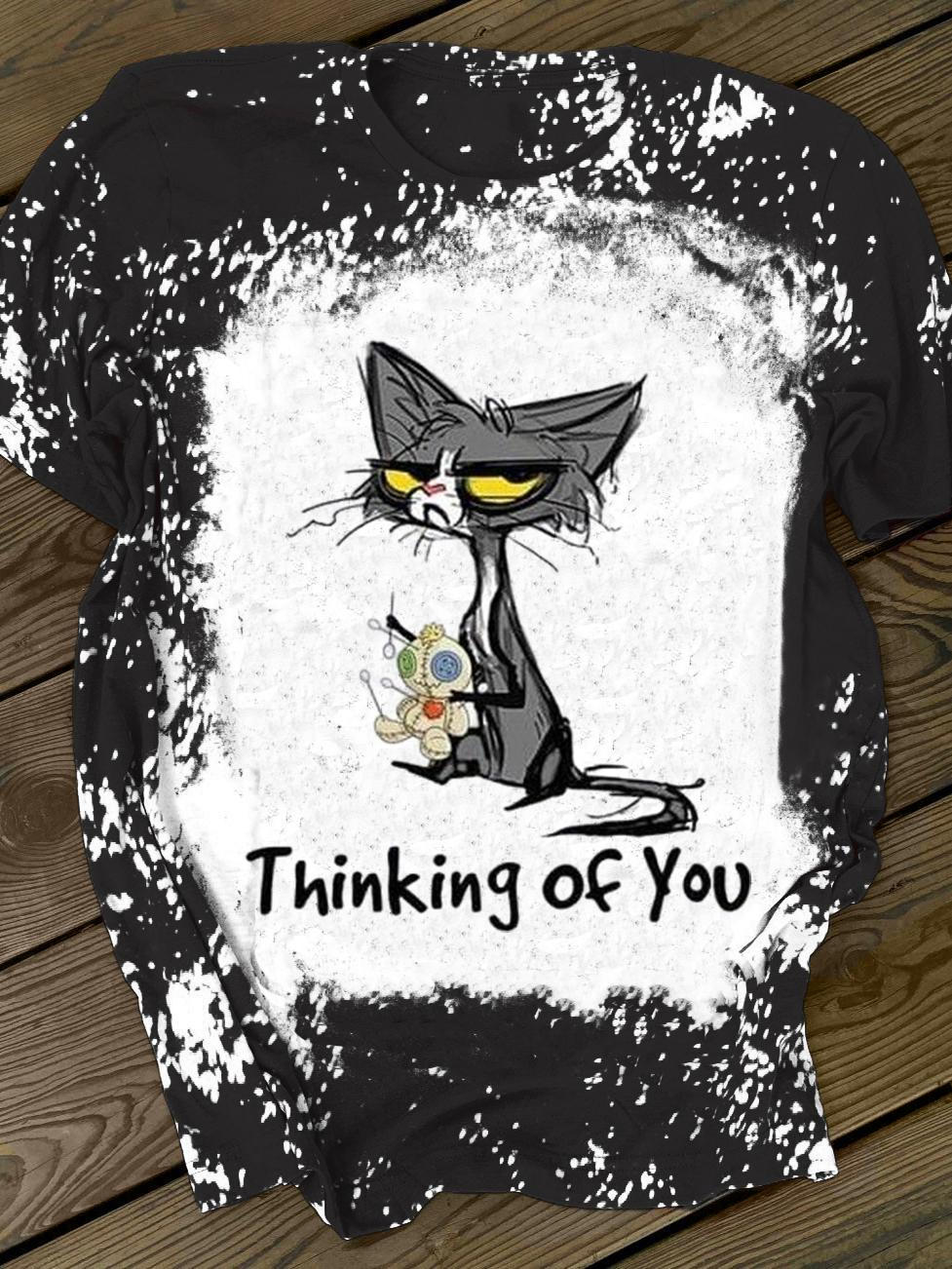 Lustiges Katzen-T-Shirt mit Rundhalsausschnitt