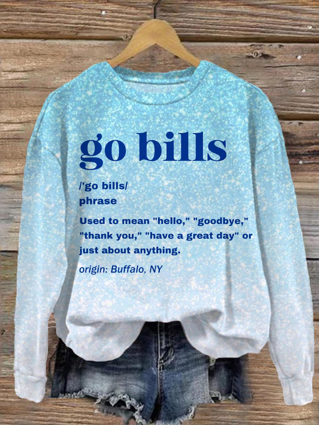 Lässiges, langärmliges Oberteil mit Go Bills-Print
