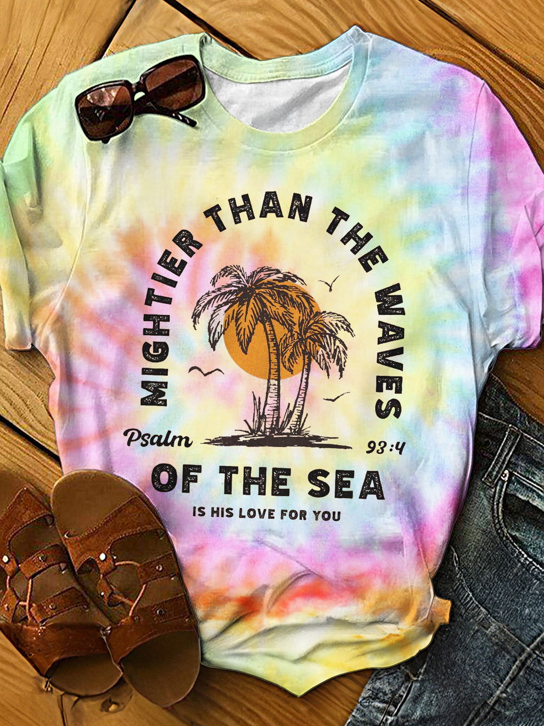 Christian Palm Tree Beachy Crew Neck T-shirt