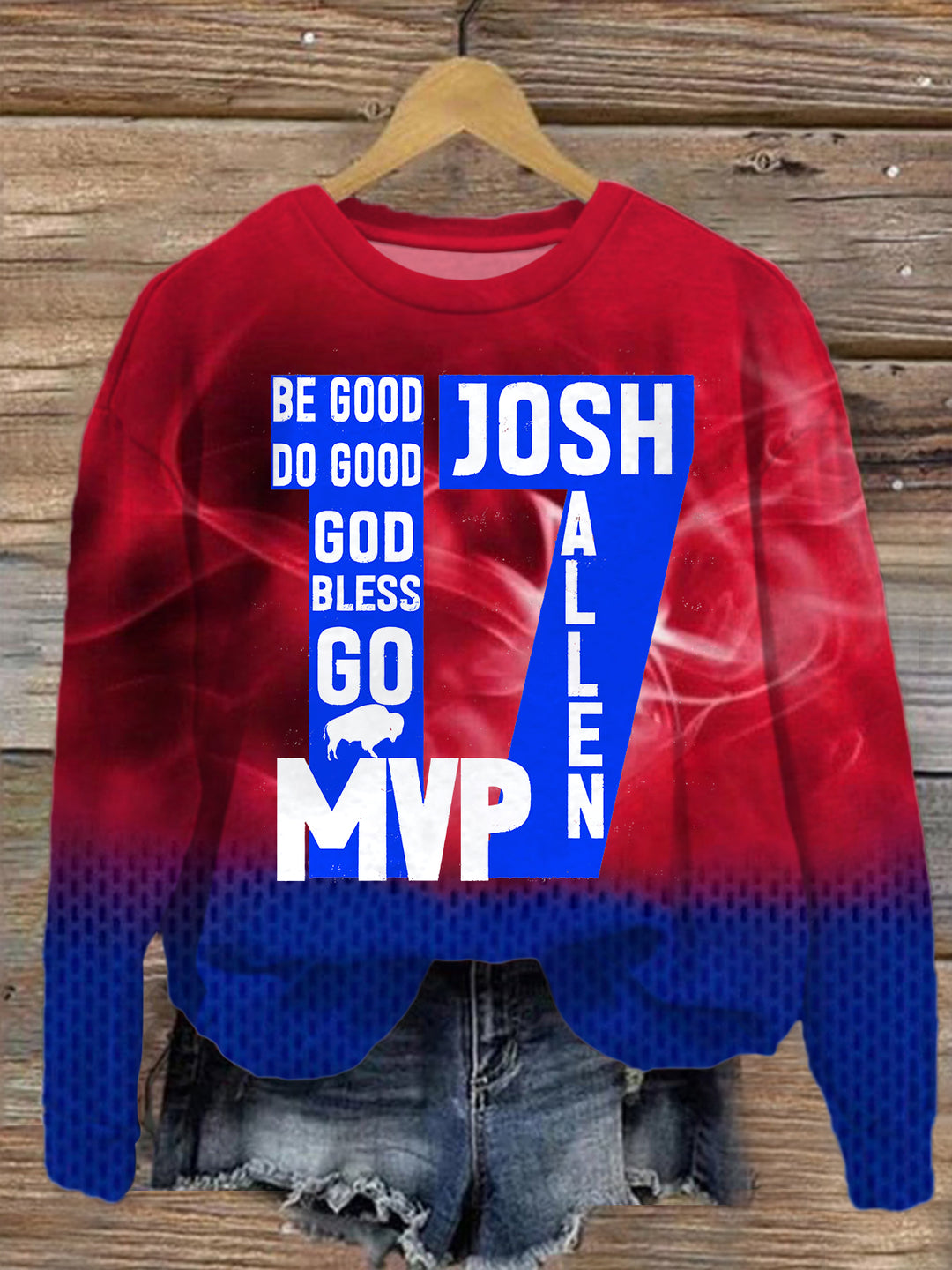 Buffalo Football Josh Allen MVP Bedrucktes, langärmliges Freizeitoberteil