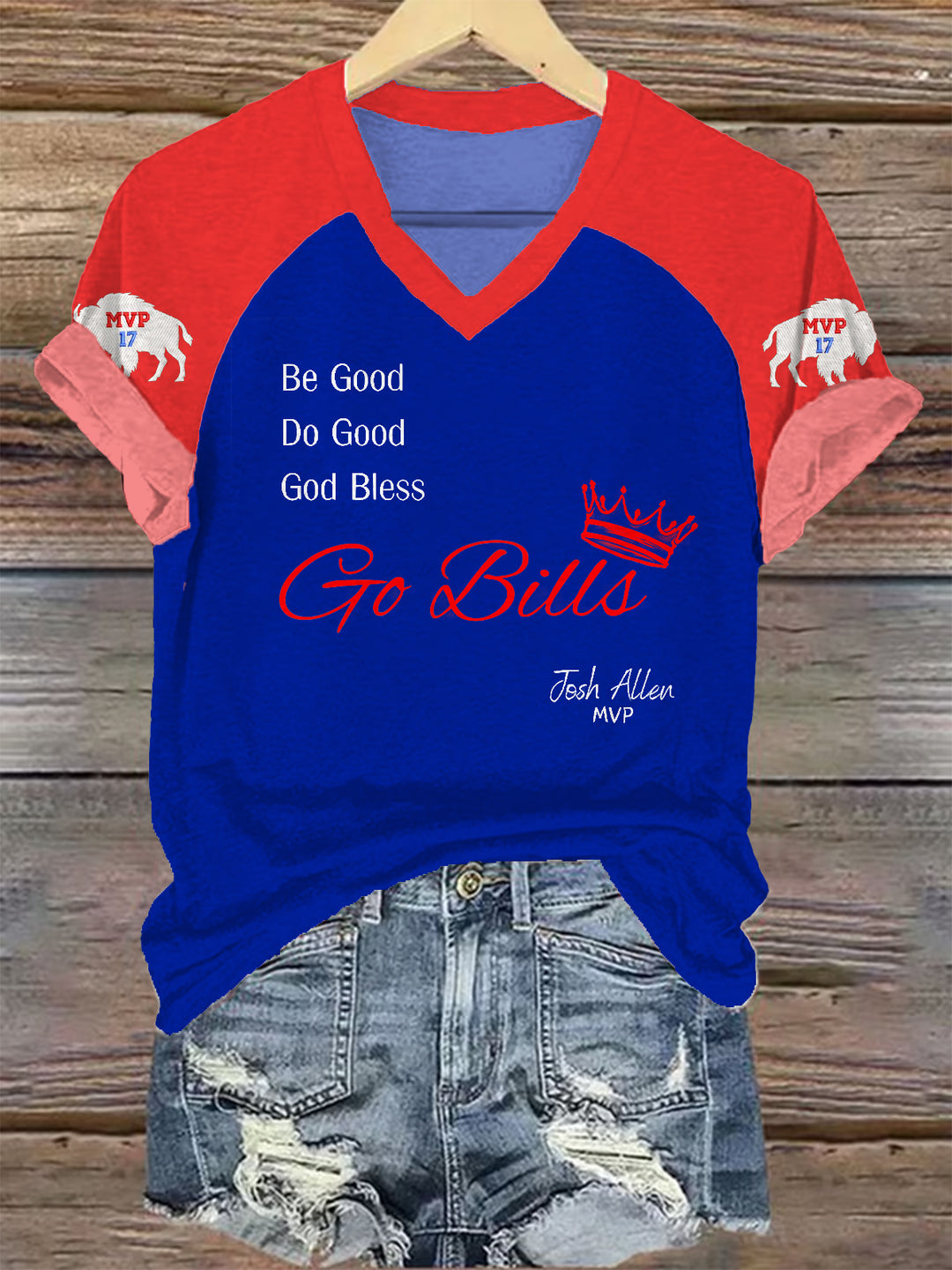 Tu Gutes, Go Bills T-Shirt mit V-Ausschnitt