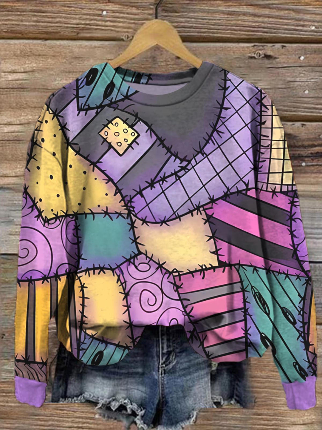 Langärmliges Oberteil mit Sally-Patch-Print für Damen