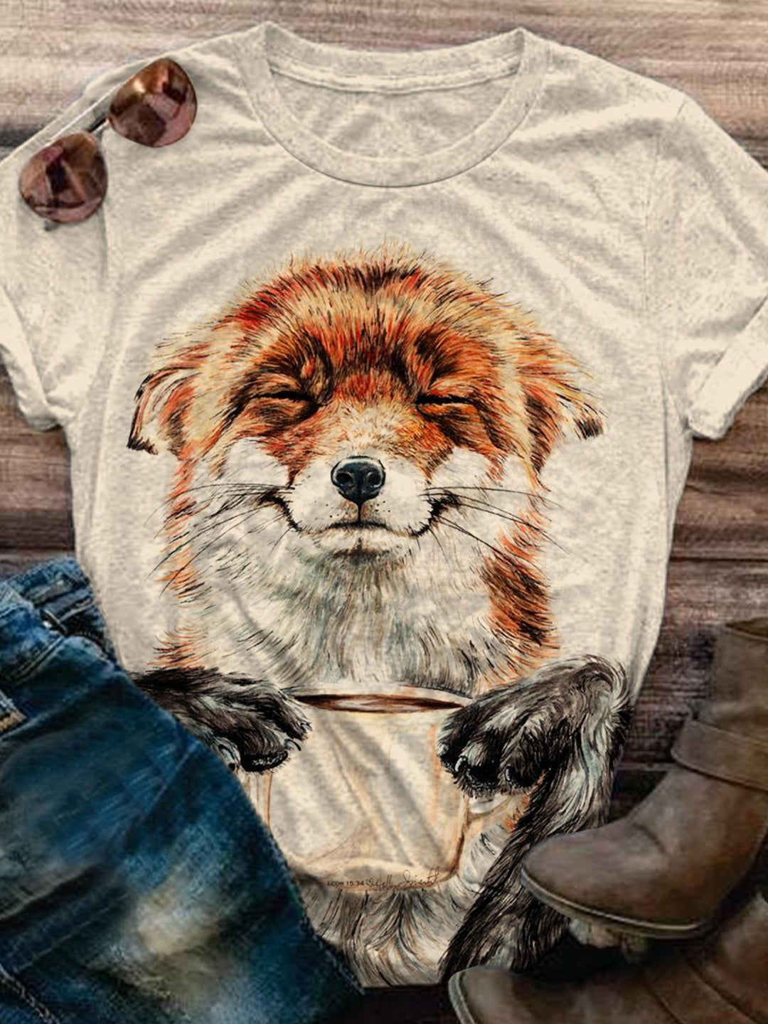 Funny Fox Print Top