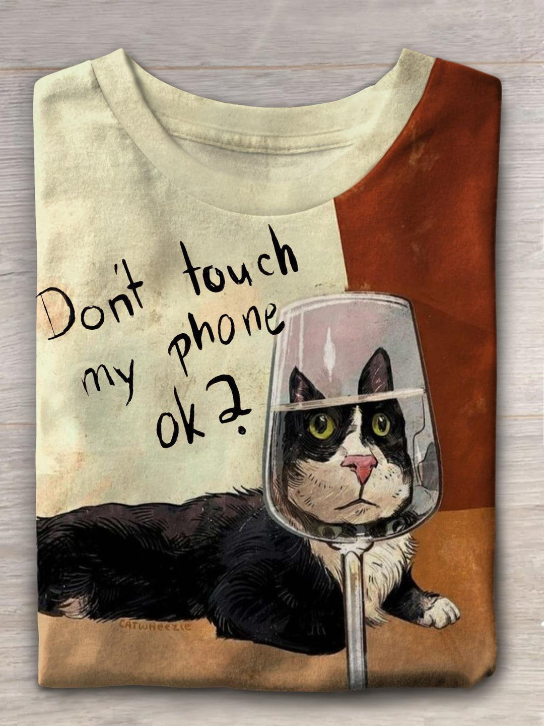 Berühren Sie nicht mein Telefon, OK, lustiges lässiges T-Shirt mit Katzendruck