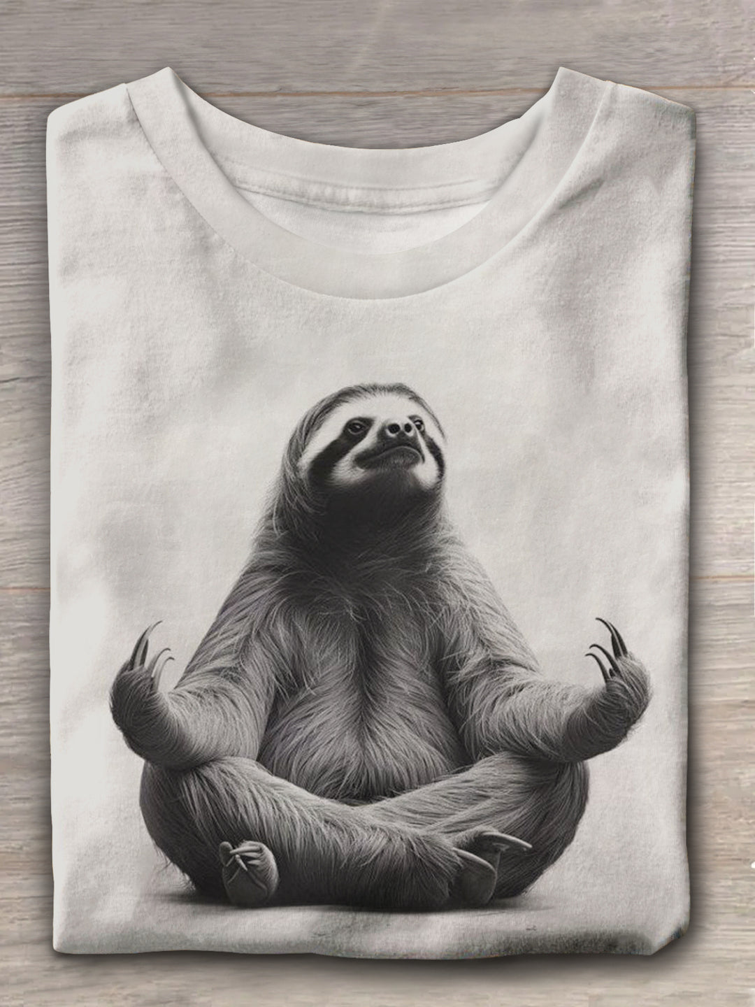 Funny Meditating Sloth Crew Neck T-shirt