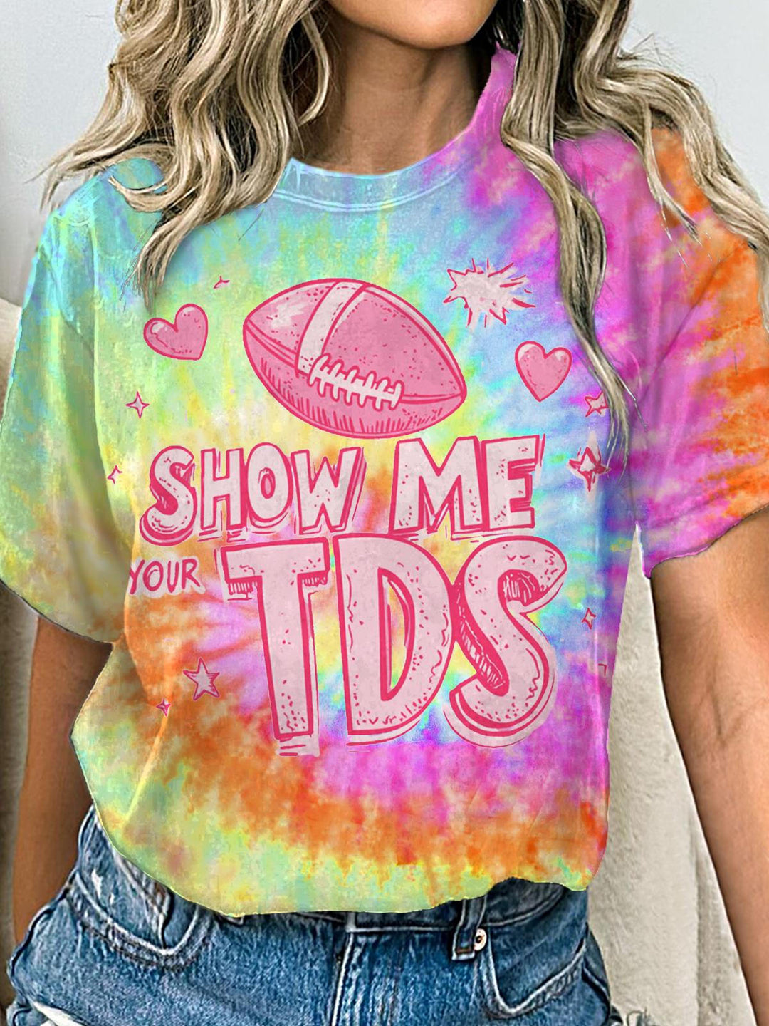 Women's Show Me Your Tds Tie Dye Printed Casual T-Shirt