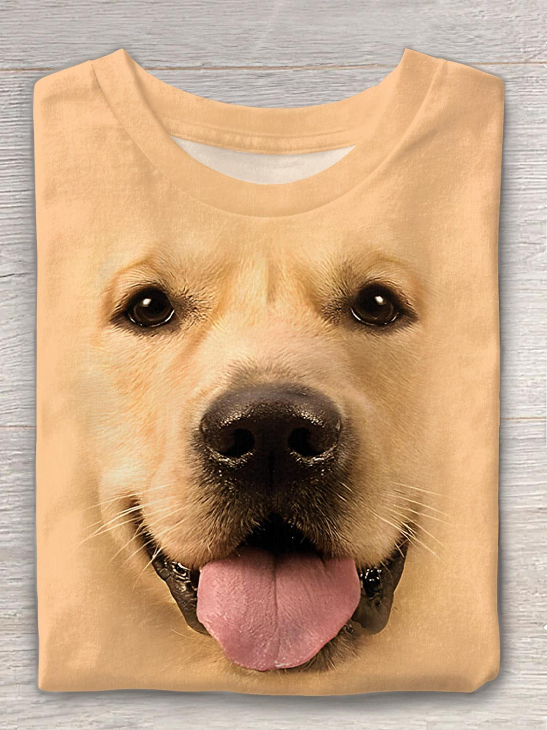 Cute Golden Retriever Puppy Printed Crew Neck T-shirt