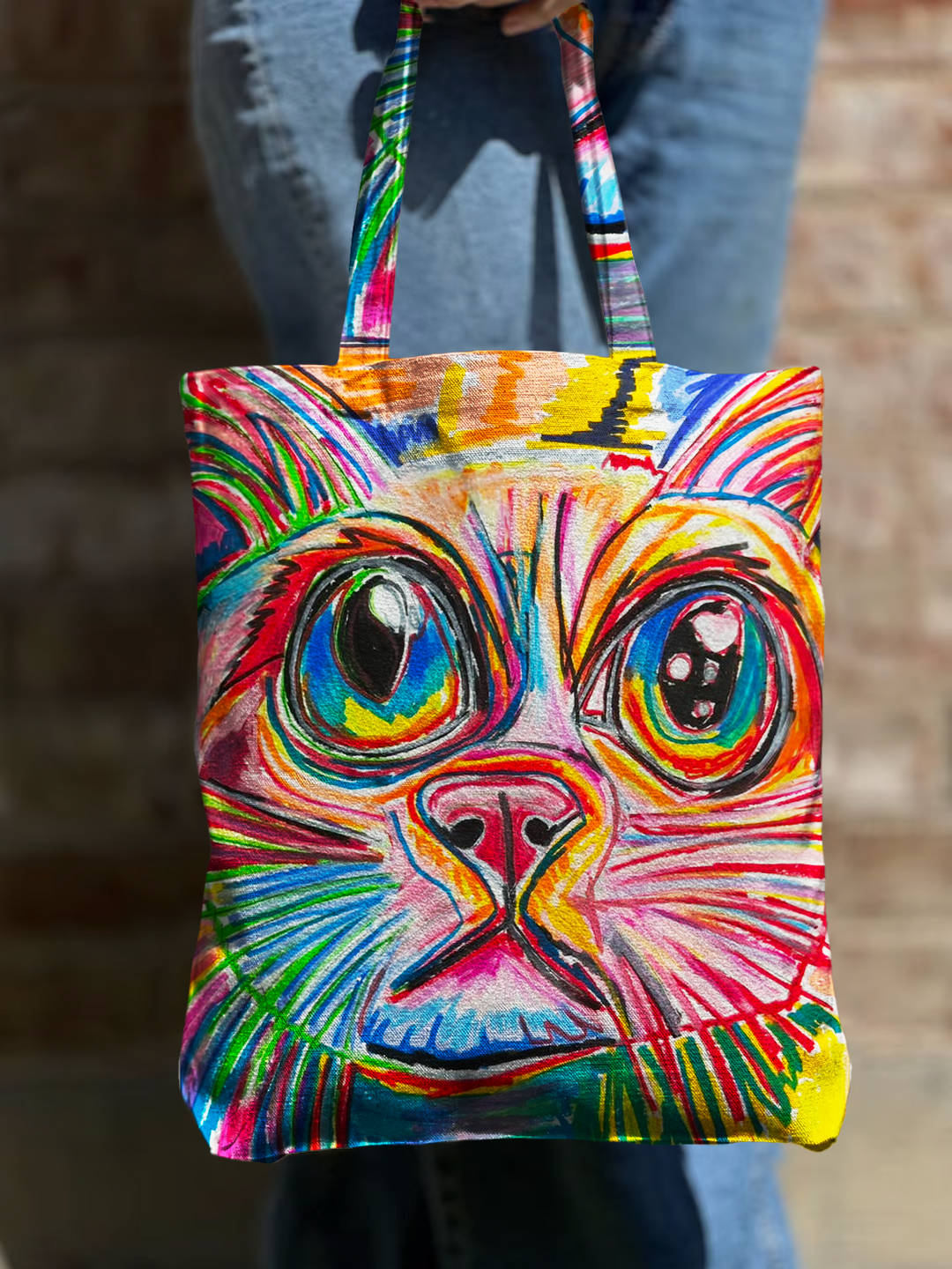 Autism Cat Shoulder Zipper Canvas Bag