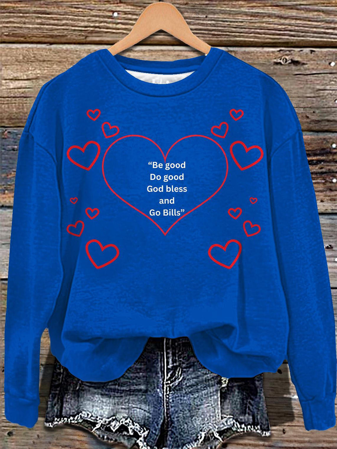 Be Good Do Good God Bless Go Bills Bedrucktes, langärmeliges Freizeitoberteil