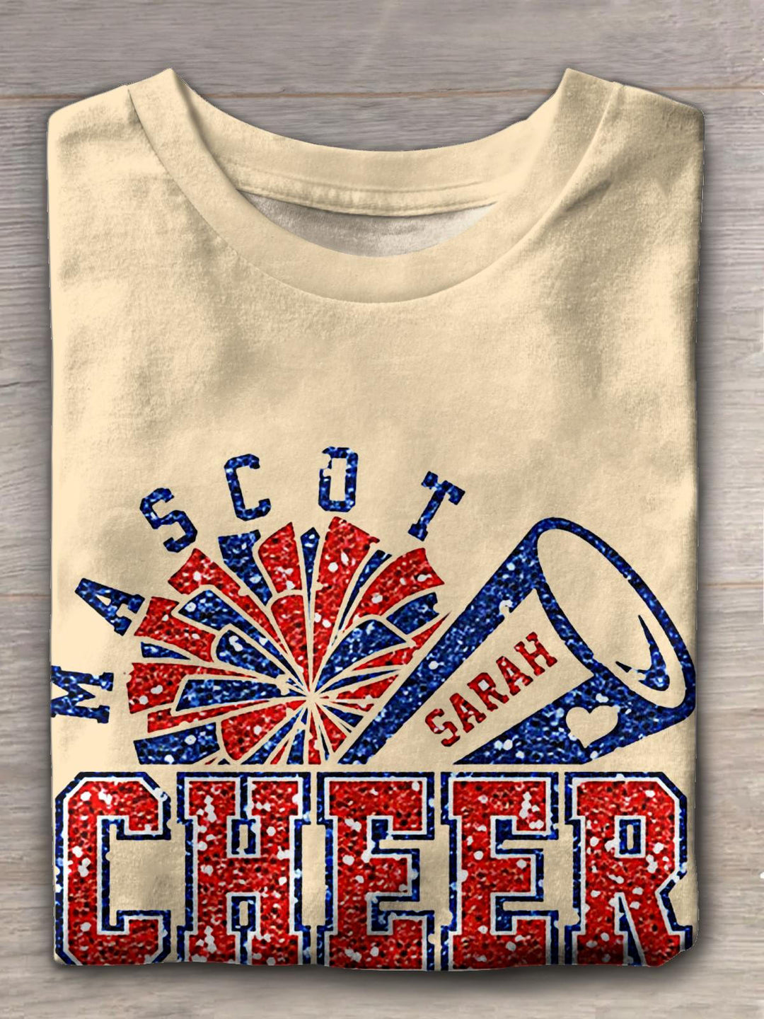 Football Game Cheerleading Mom Print Crew Neck T-shirt