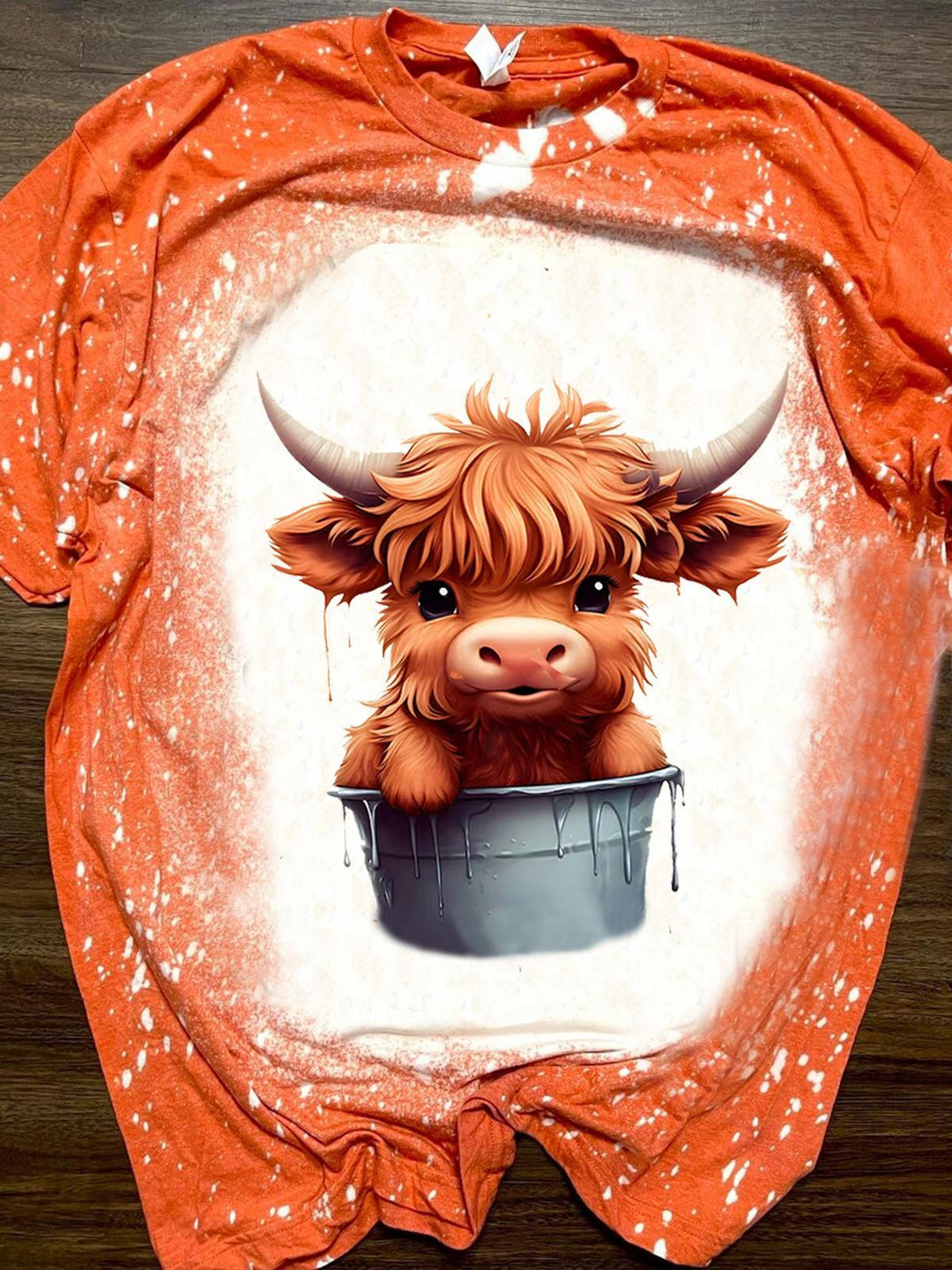 Women's Round Neck Funny Cow Tie Dye Print Top