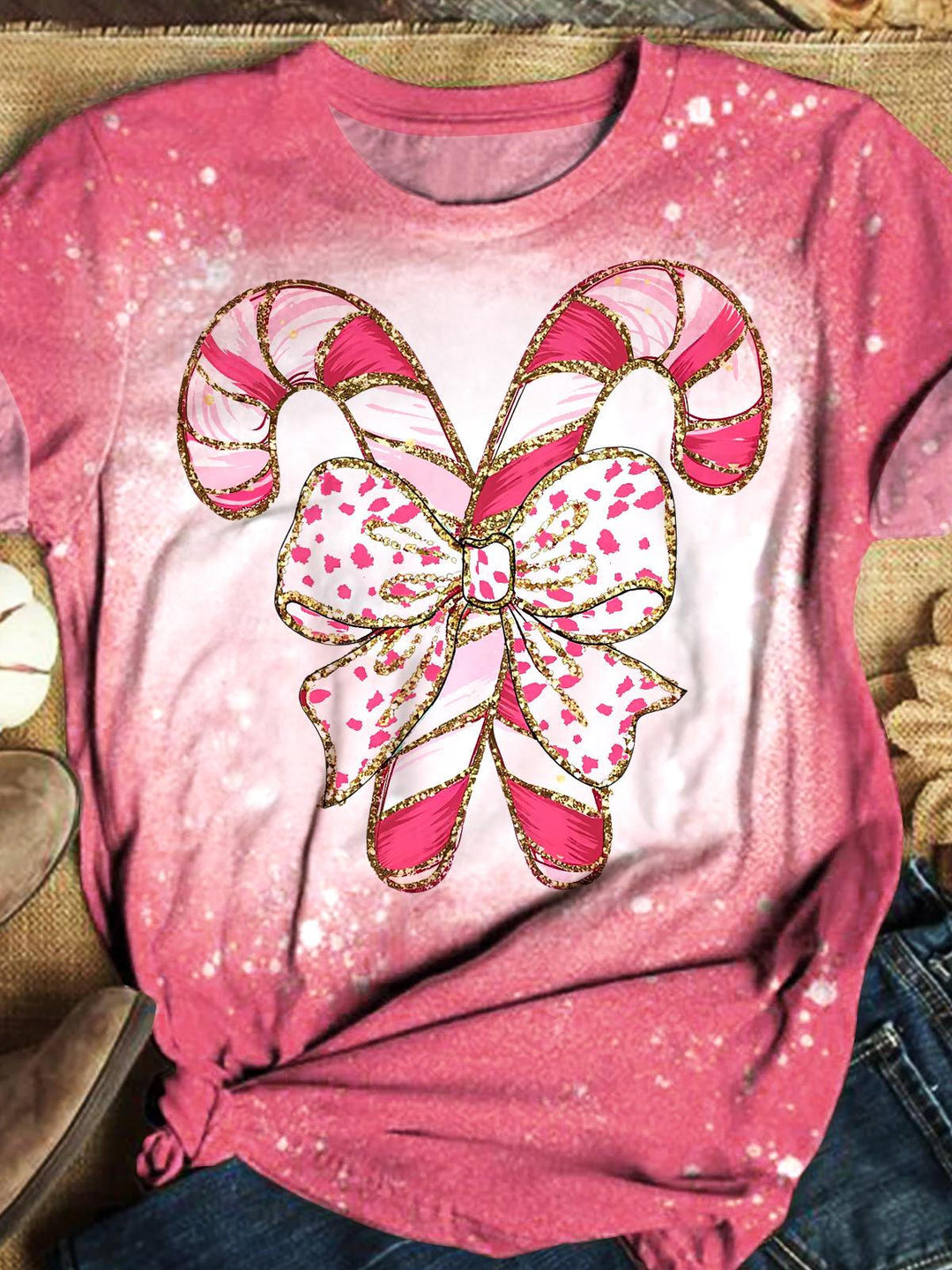Candy Christmas Crew Neck T-shirt