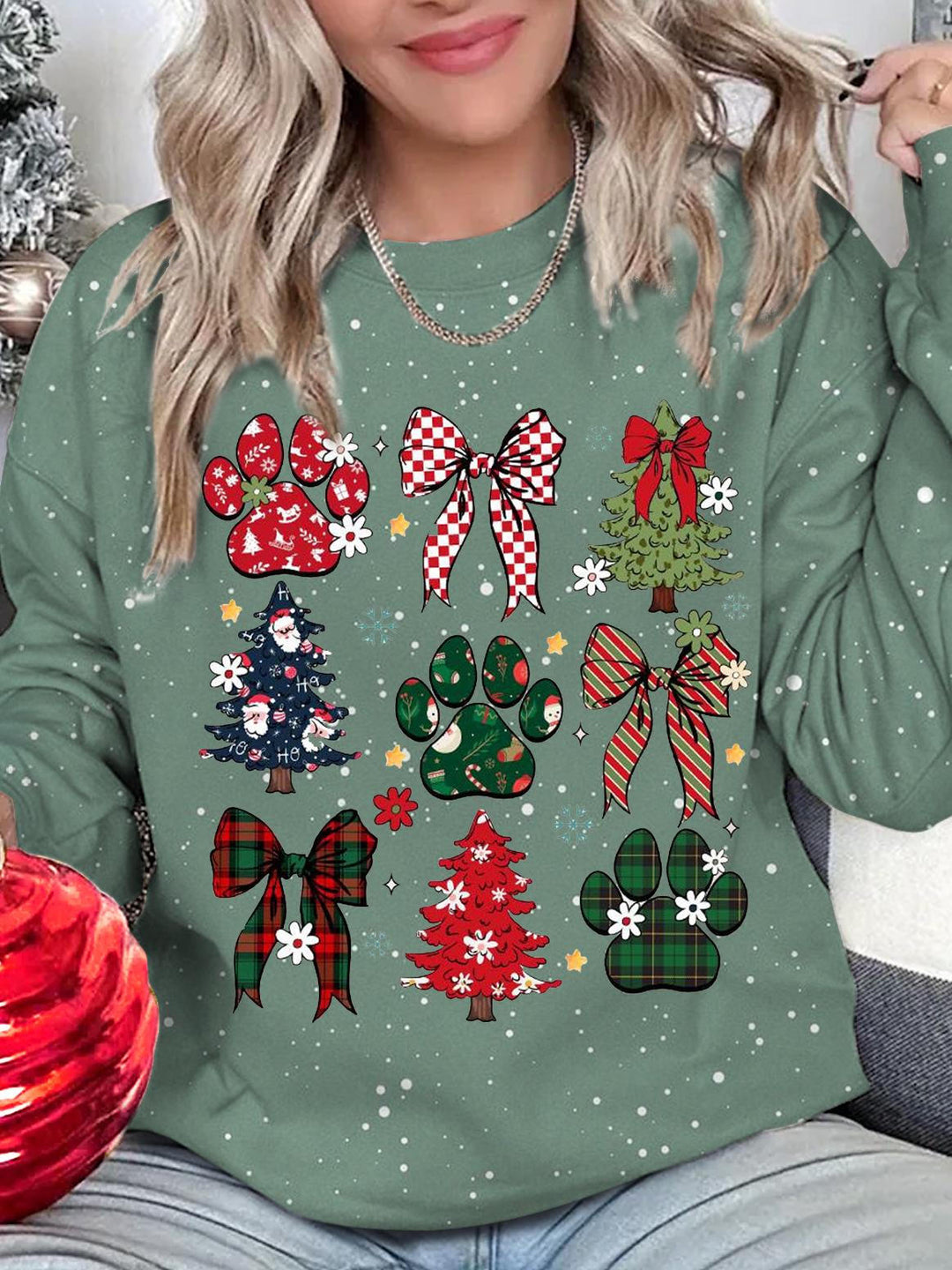 Women's Merry Chrismas Print Crew Neck Casual Sweatshirt
