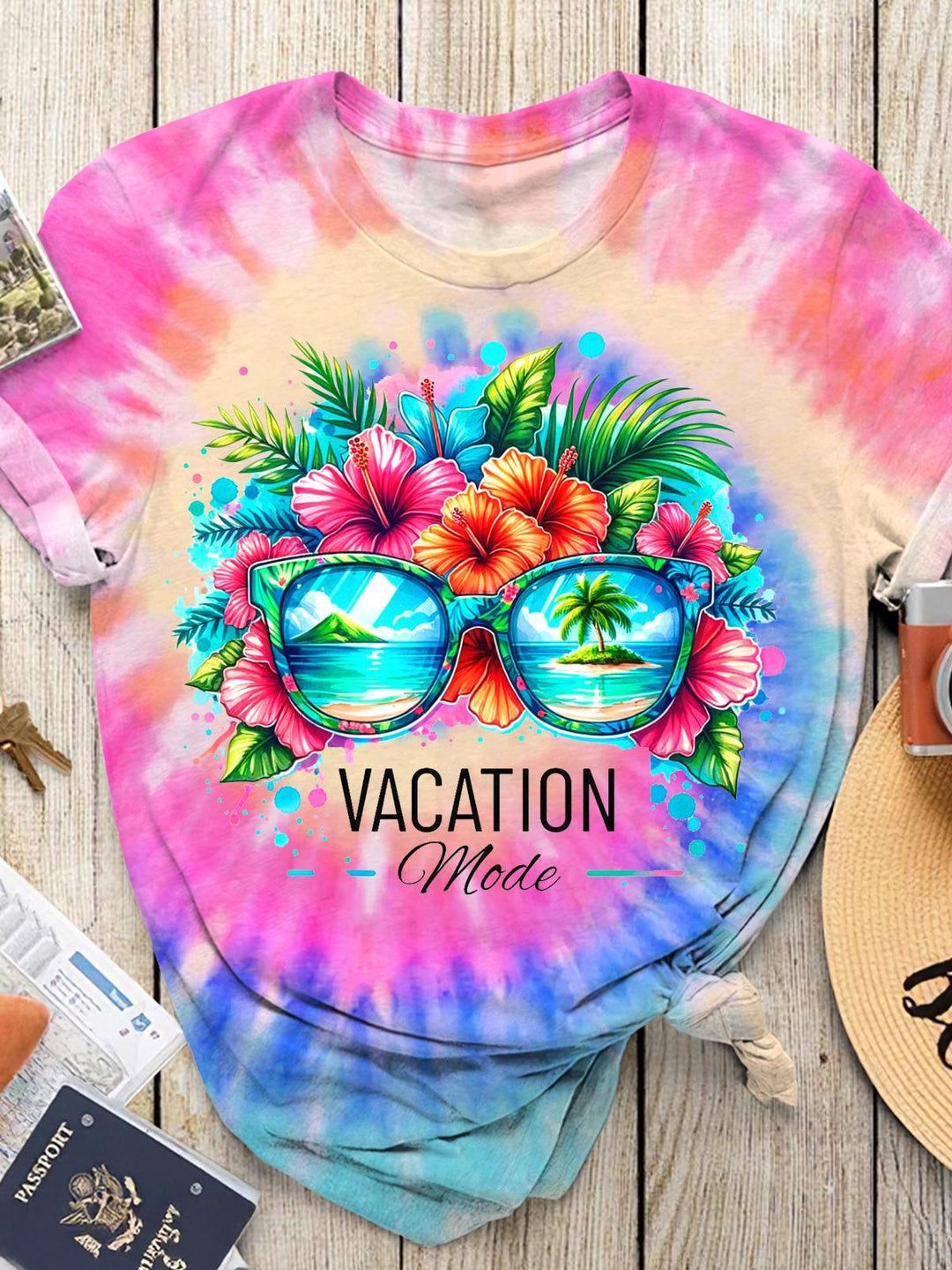 Vacation Mode Summer Sunglasses Crew Neck T-shirt