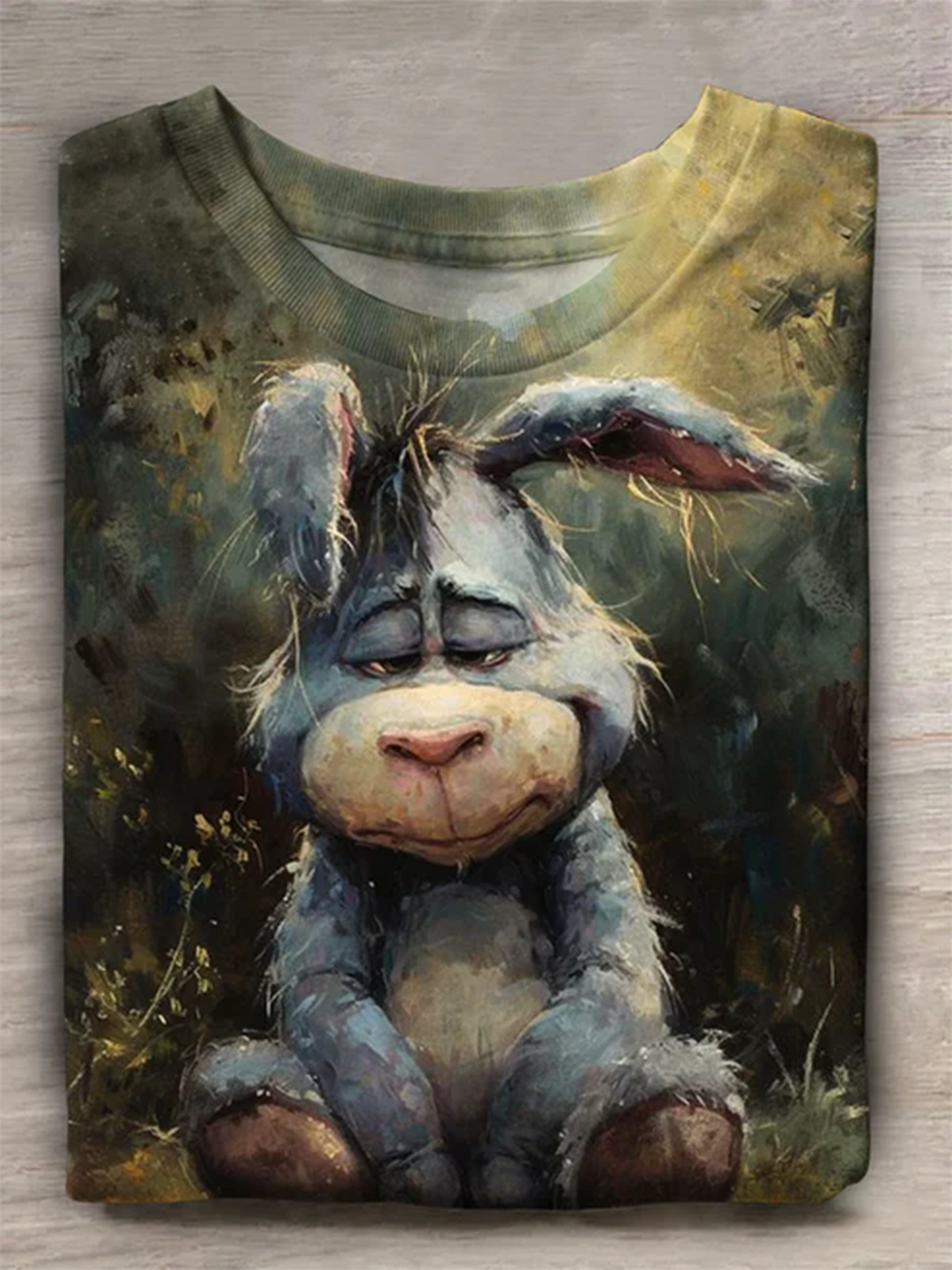 Women's Sad Rabbit Vintage Print Casual T-shirt