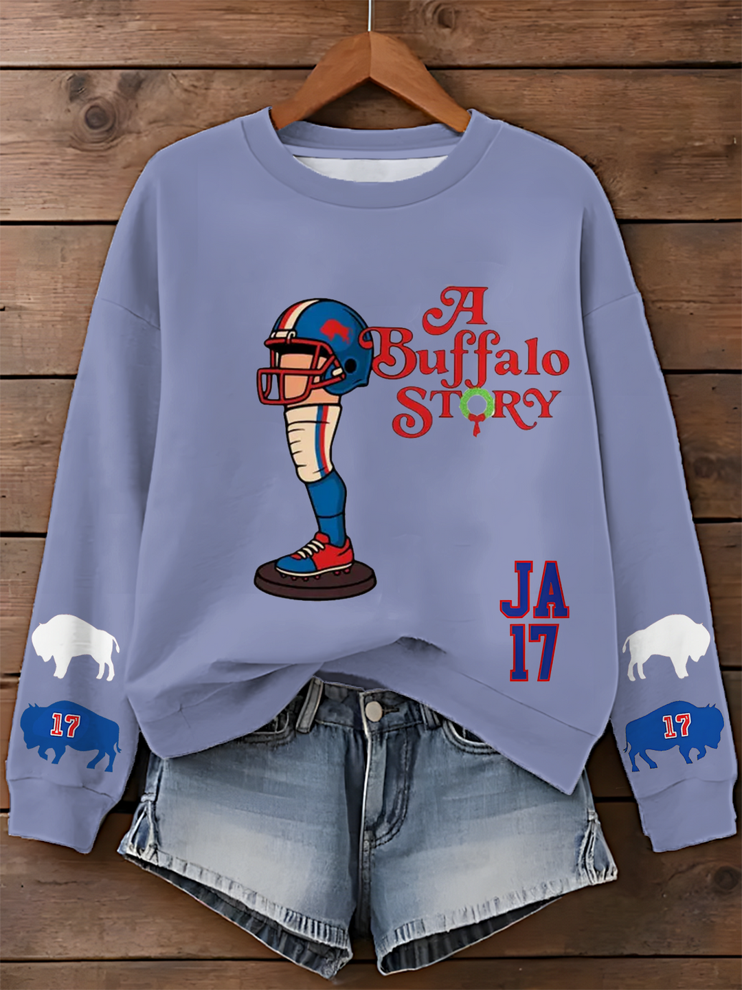 Buffalo Fun Football Geschenk Bedrucktes Langarm-Freizeitoberteil