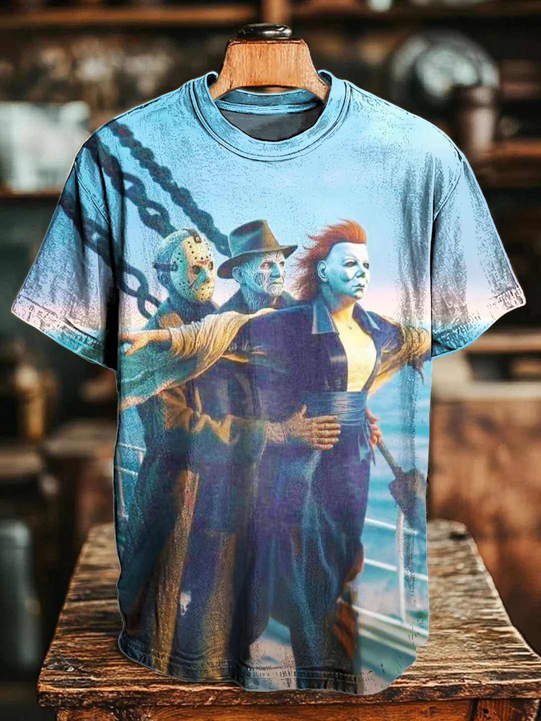 Funny Halloween Horror Movies Crew Neck T-shirt