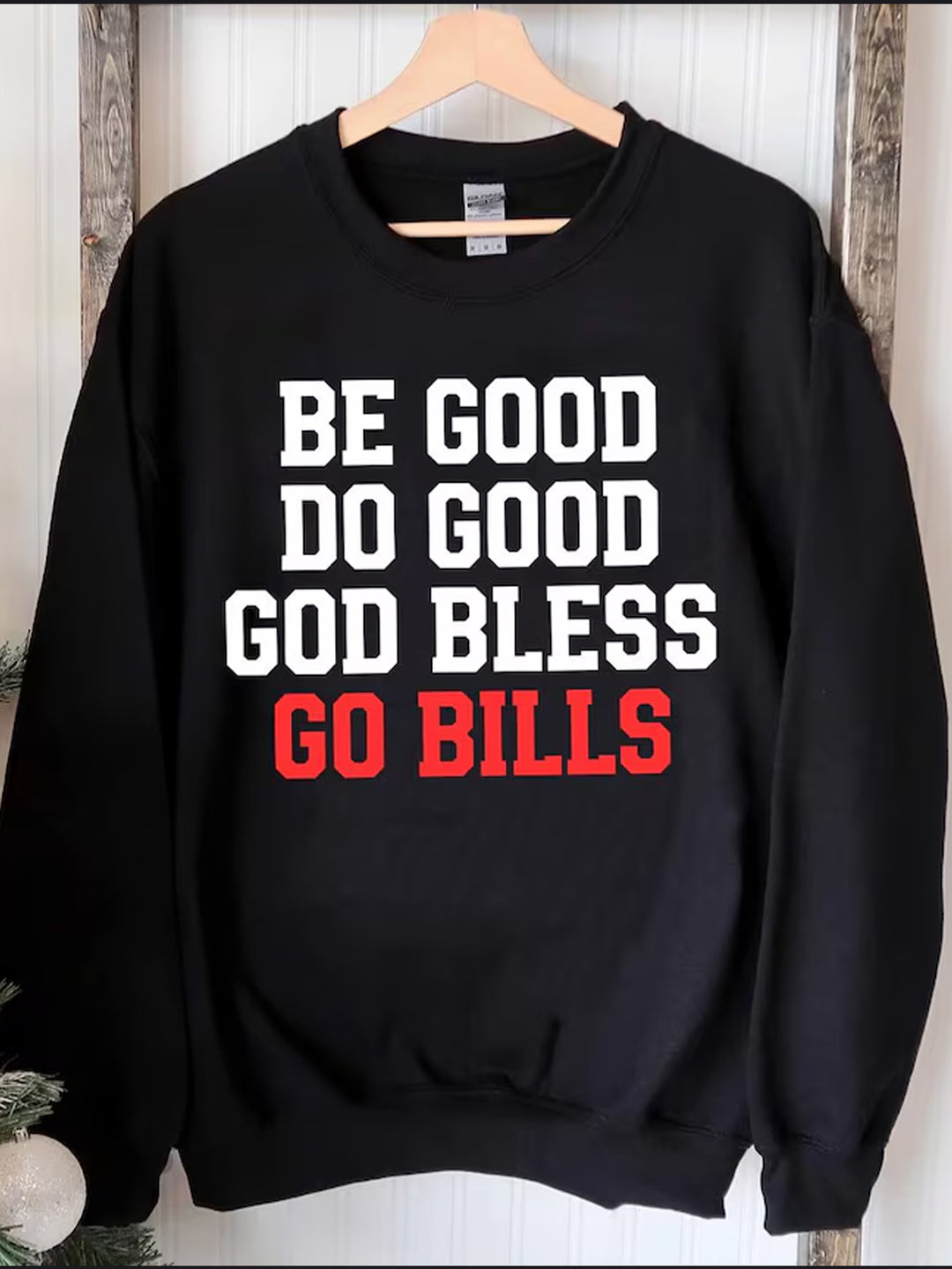 „Good Things – God Bless Go Bills“ bedrucktes, langärmliges Freizeitoberteil