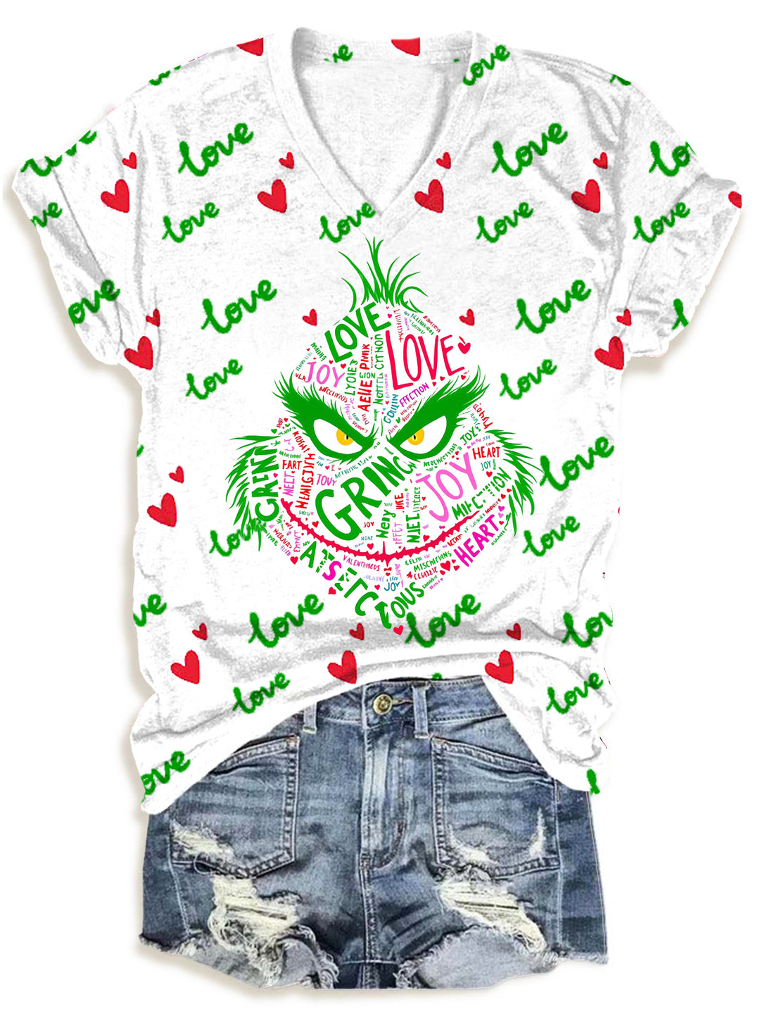 Festive Word Cloud Valentine's Day V-Neck T-Shirt