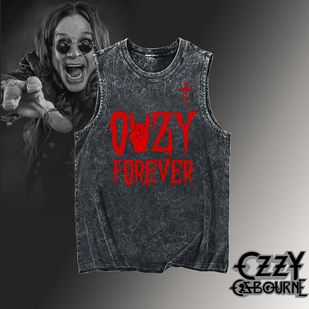 Ozzy Osbourne Washed Cotton Round Neck Sleeveless Vest