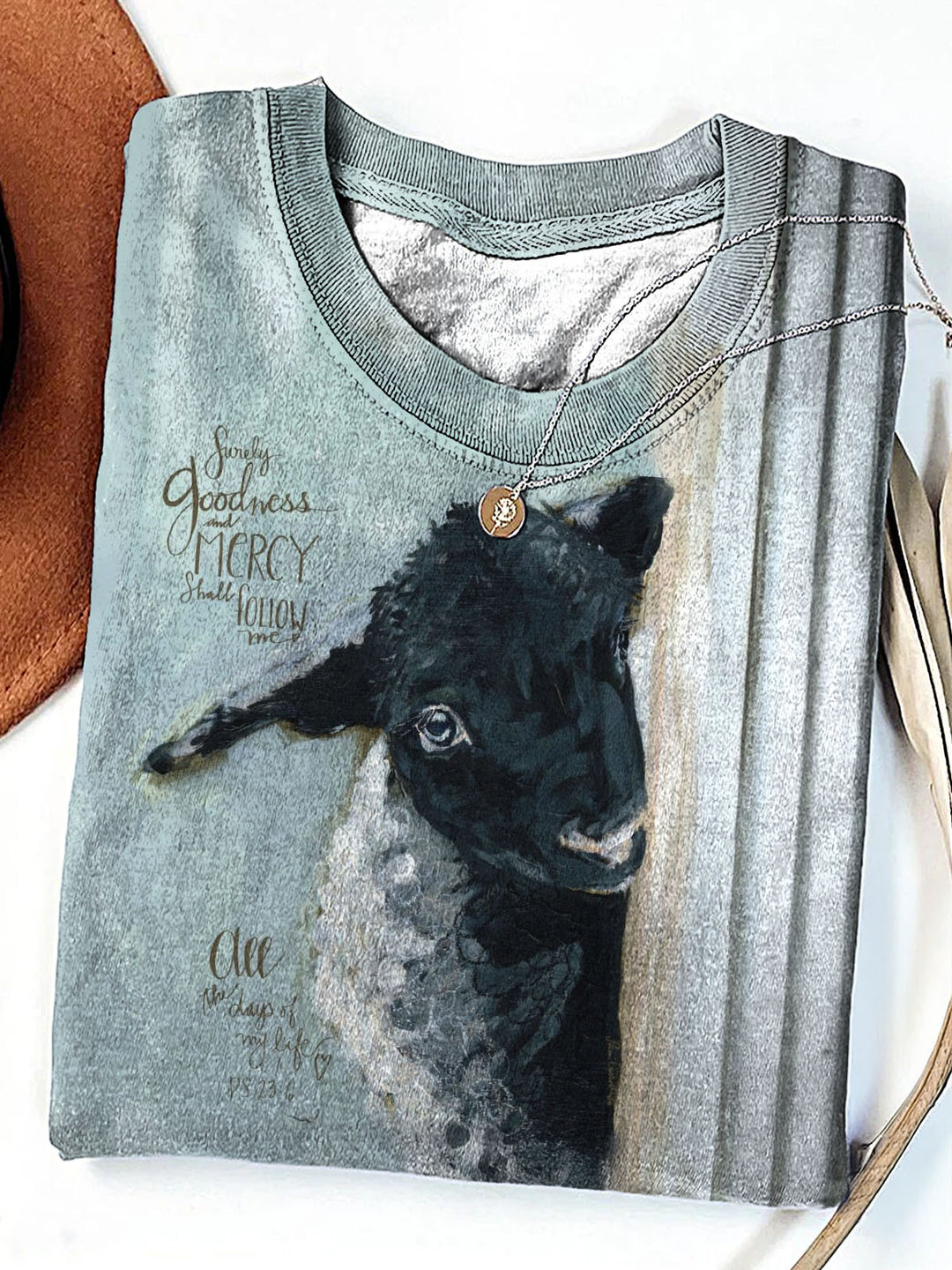 Ich werde für immer im Haus des Herrn wohnen. T-Shirt mit Rundhalsausschnitt