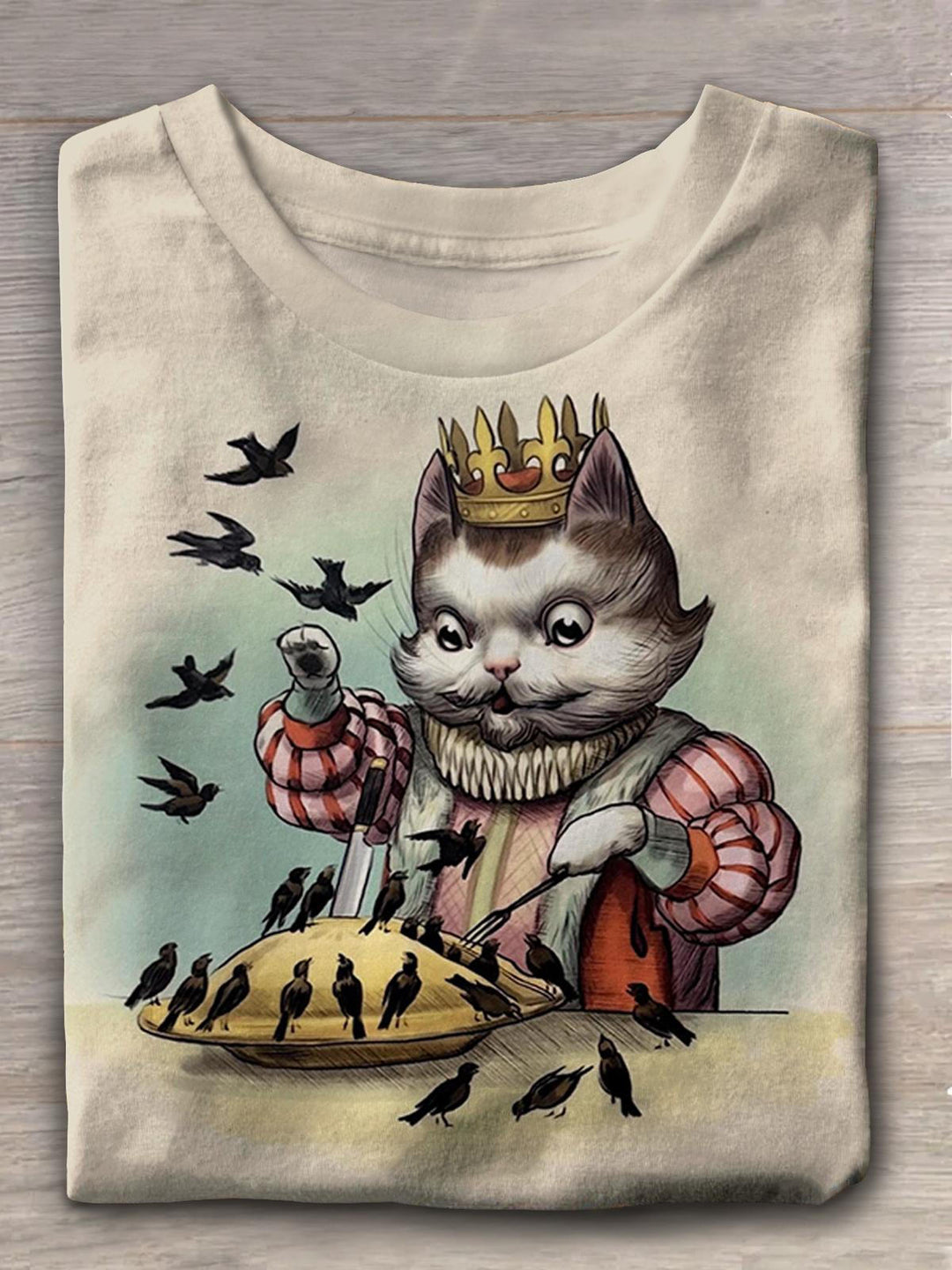 Women's Cat King Fun Creative Print Casual T-shirt