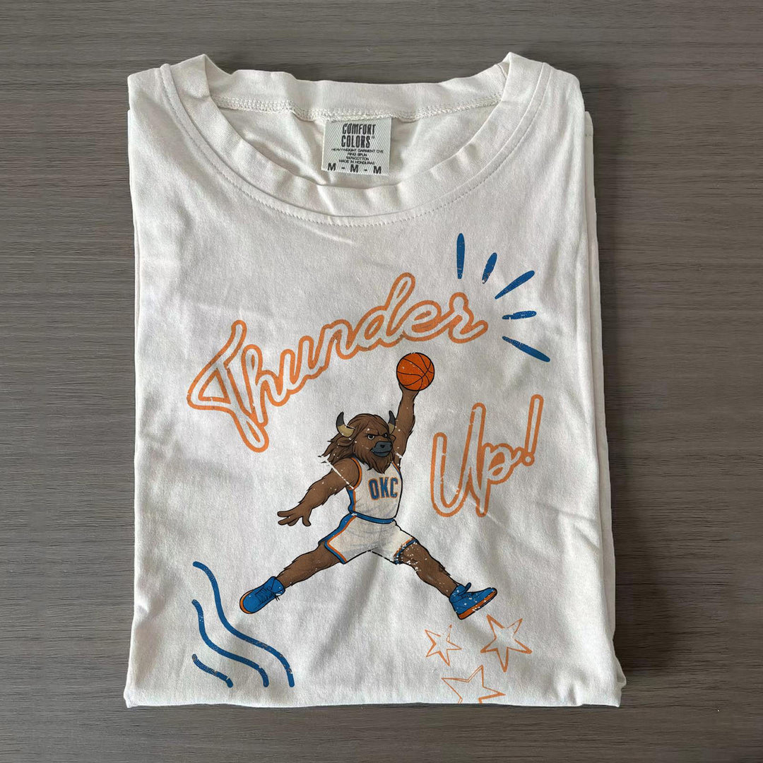 Thunder Team Fun Print Crew Neck T-shirts