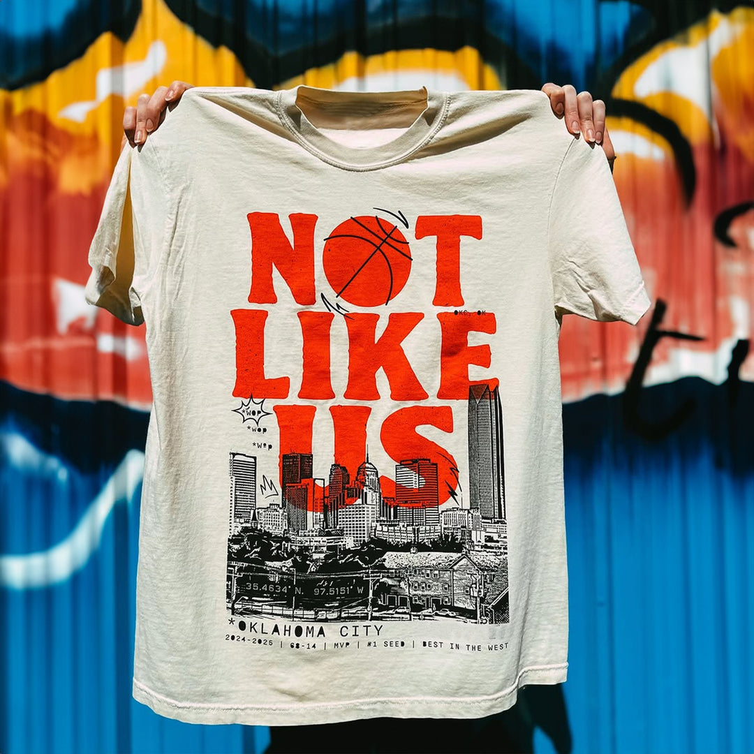 Thet Not Like Us OKC Basketball Printed Short-Sleeved T-Shirt