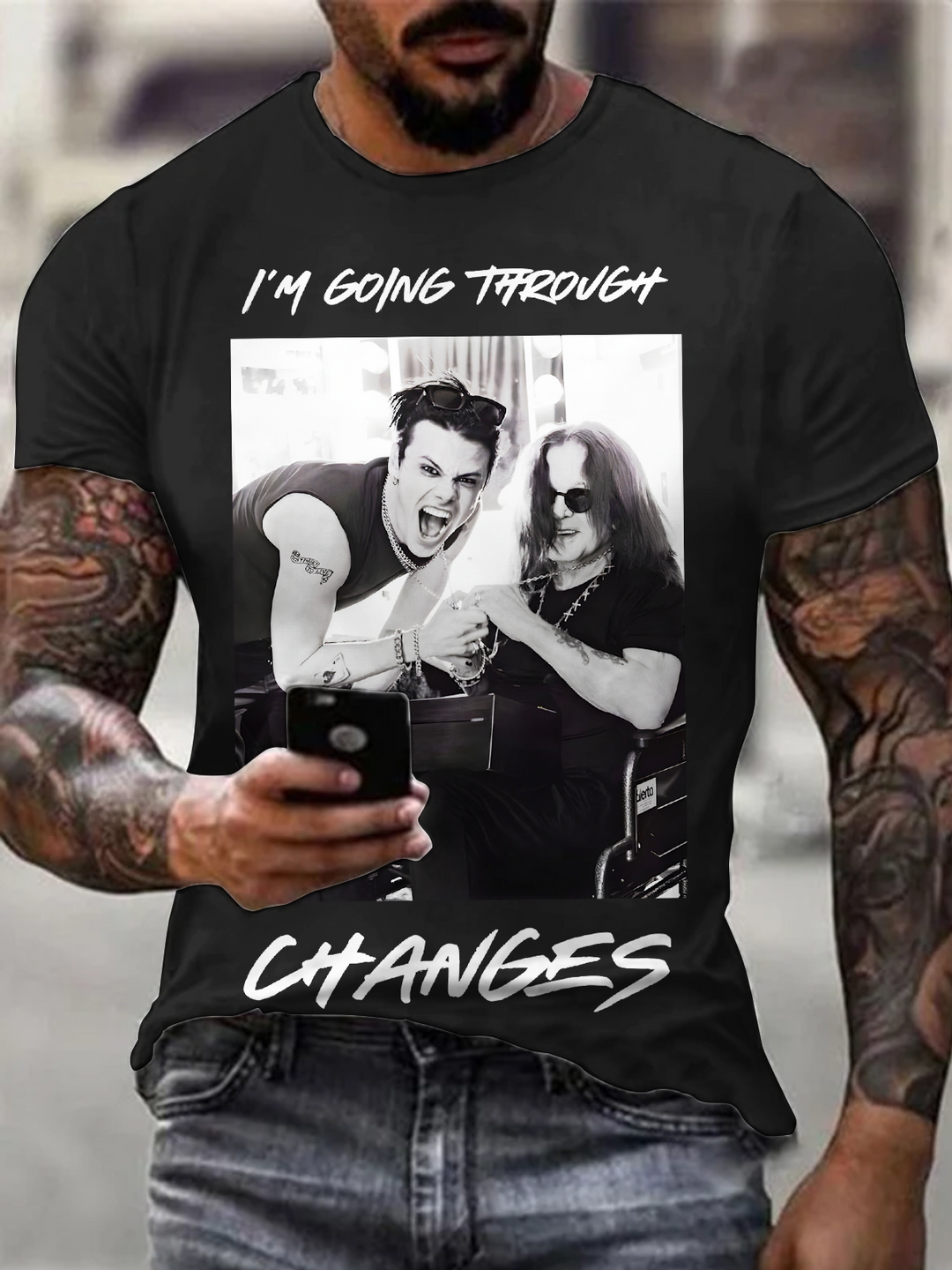Ozzy & Yungblud Undergo A Transformation Round Neck Short Sleeve Men's T-shirt