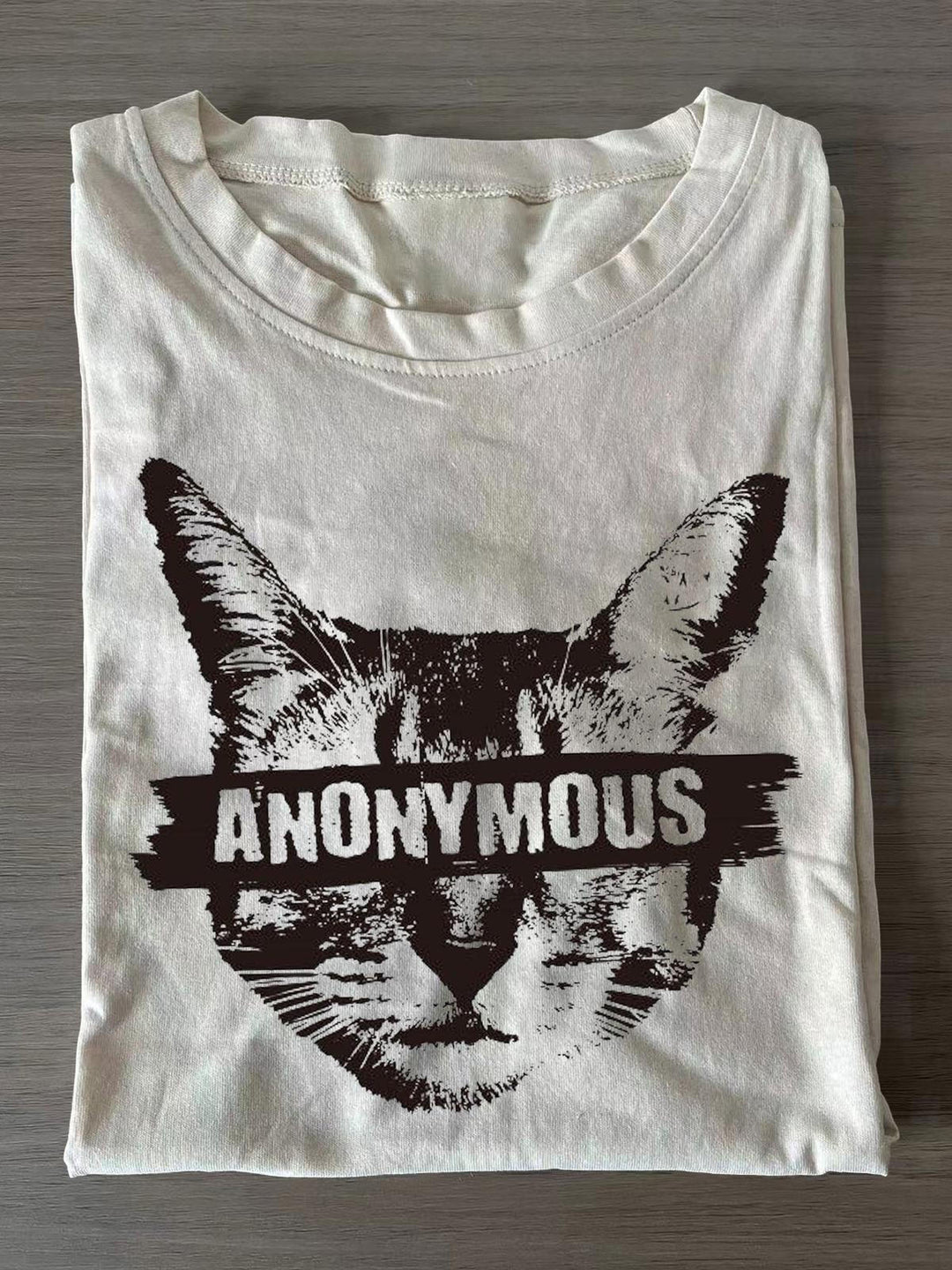 Funny Kitten Print Crew Neck T-shirts