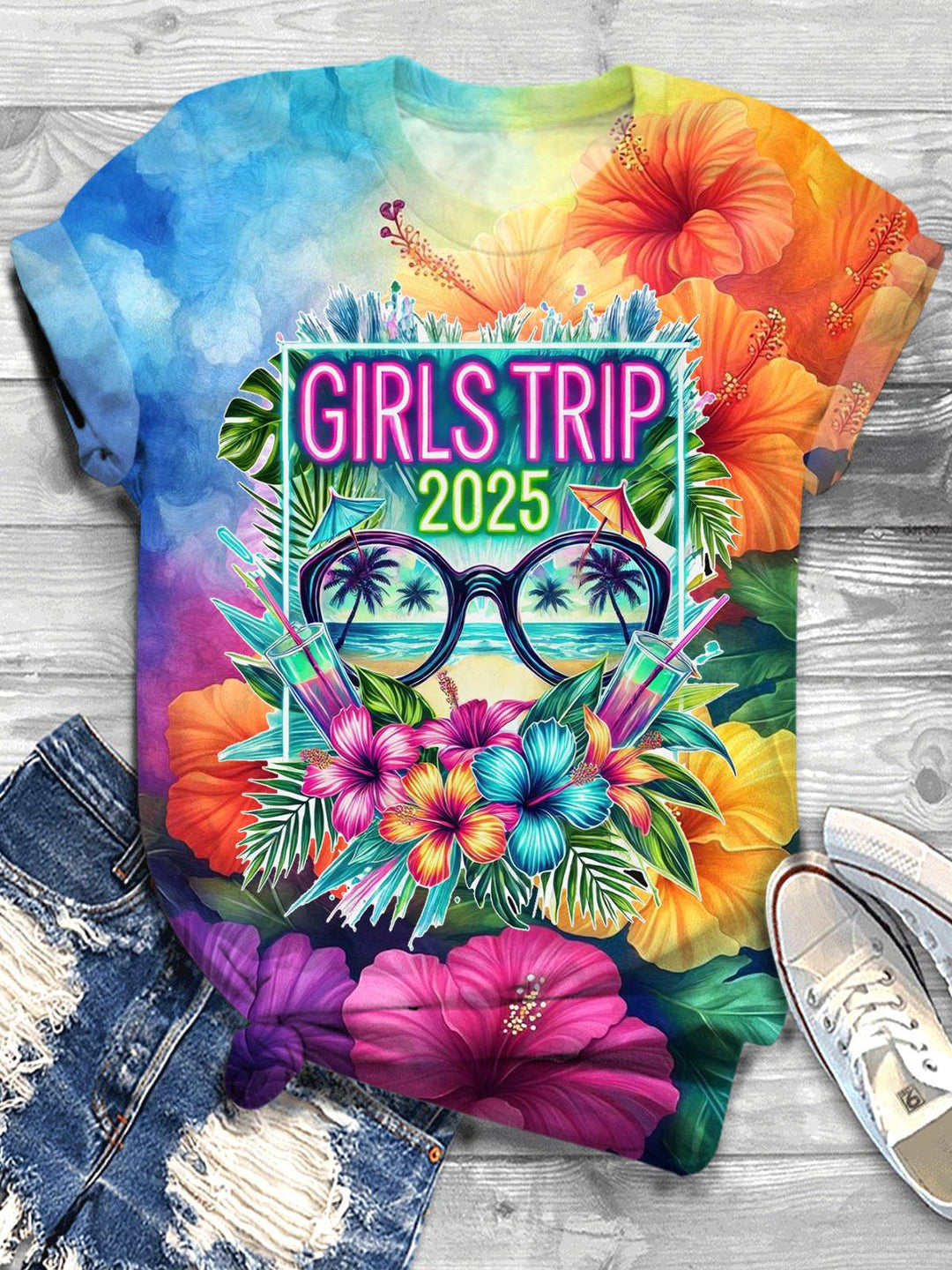 Girls Trip 2025 Summer Friends Vacation T-shirts