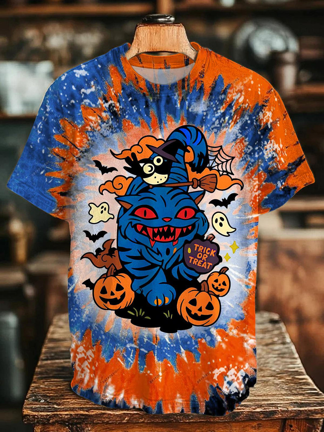 Demon Hunter Halloween Tie dye Crew Neck T-shirt