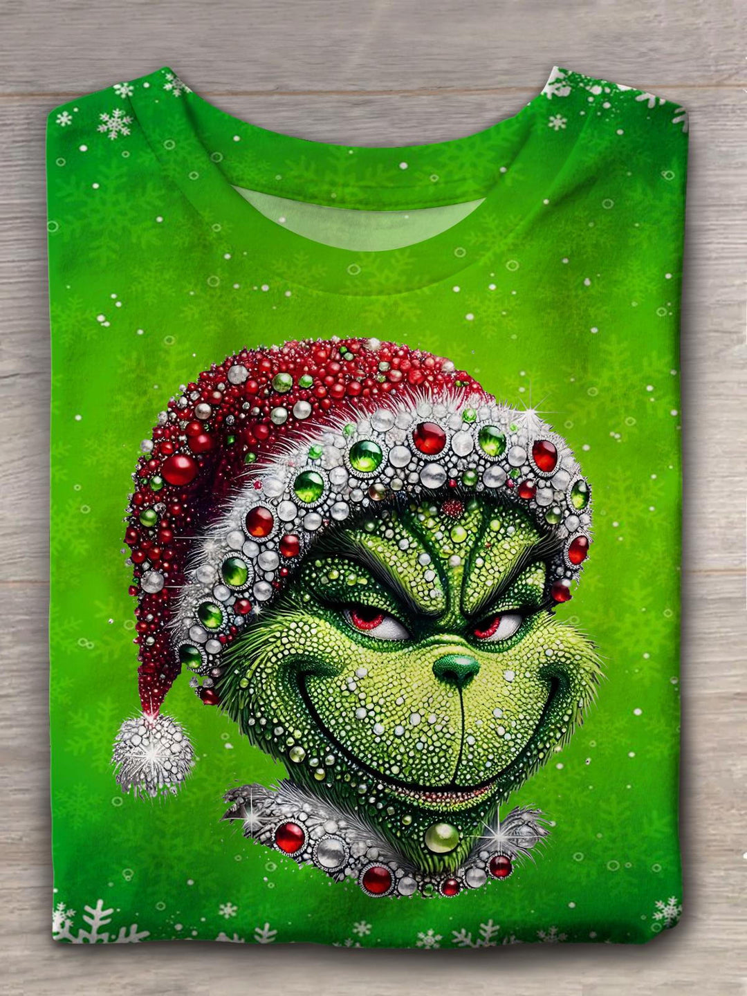 Christmas Guest Green Hair Monster Crew Neck T-shirt