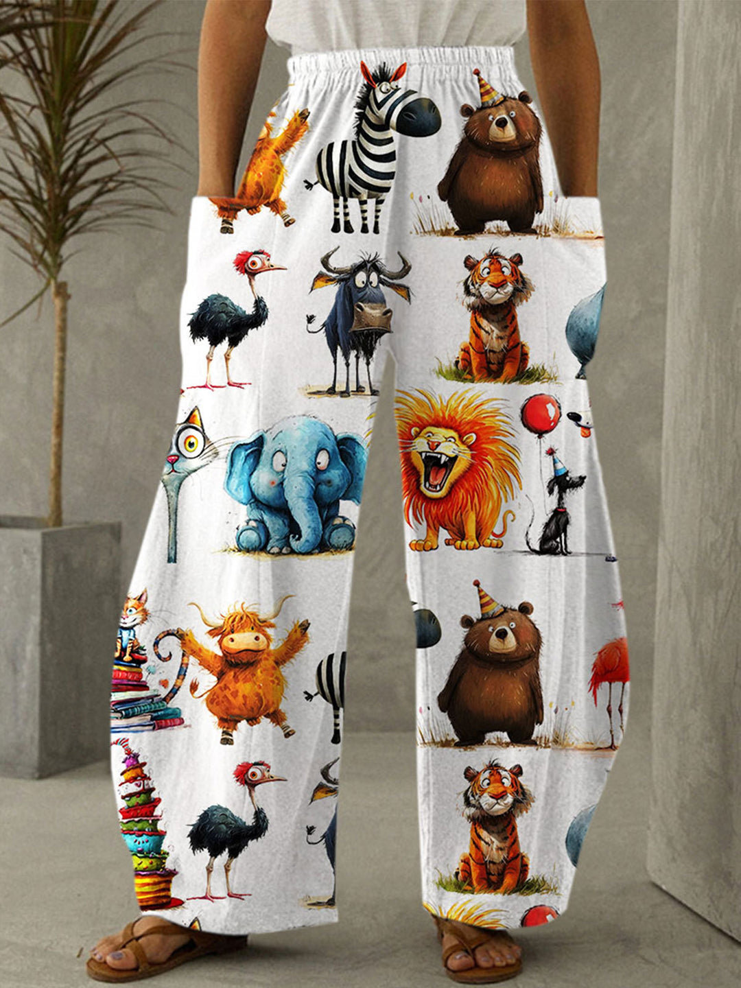 Niedliche Freizeithose mit Animal-Print für Damen