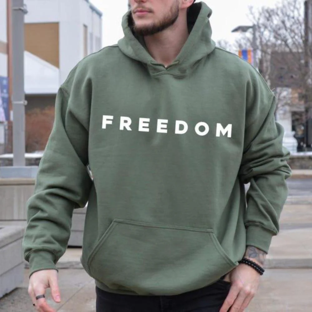 Charlie Kirk Freedom Unisex Long Sleeve Hooded Pocket Sweatshirt