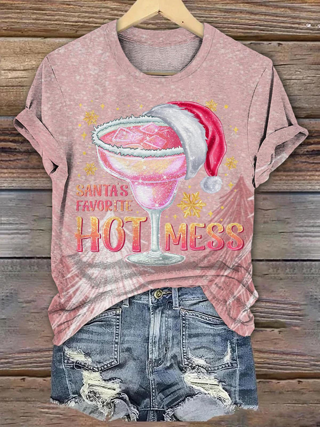 Santas Favorite Hot Mess Crew Neck T-shirt