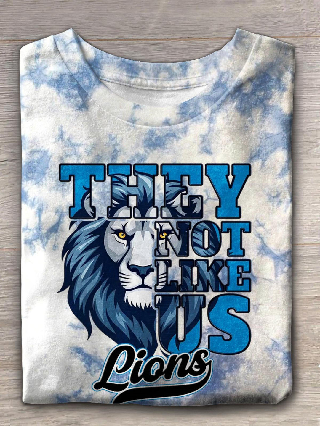 Women's Football Blue Lion Mascot Crew Neck T-shirt