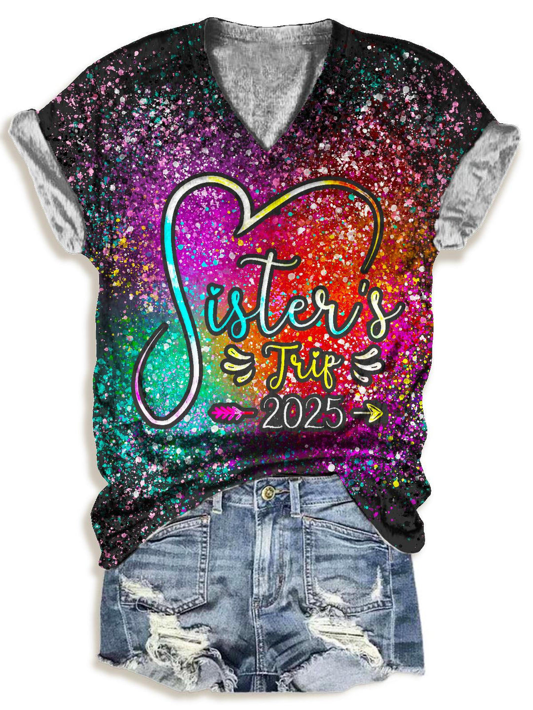 Sisterhood Trip 2025 Weekend Vacation V-Neck T-Shirt
