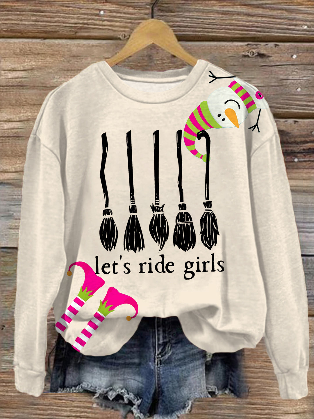 Let's Ride Girls Crew Neck Casual Sweatshirt