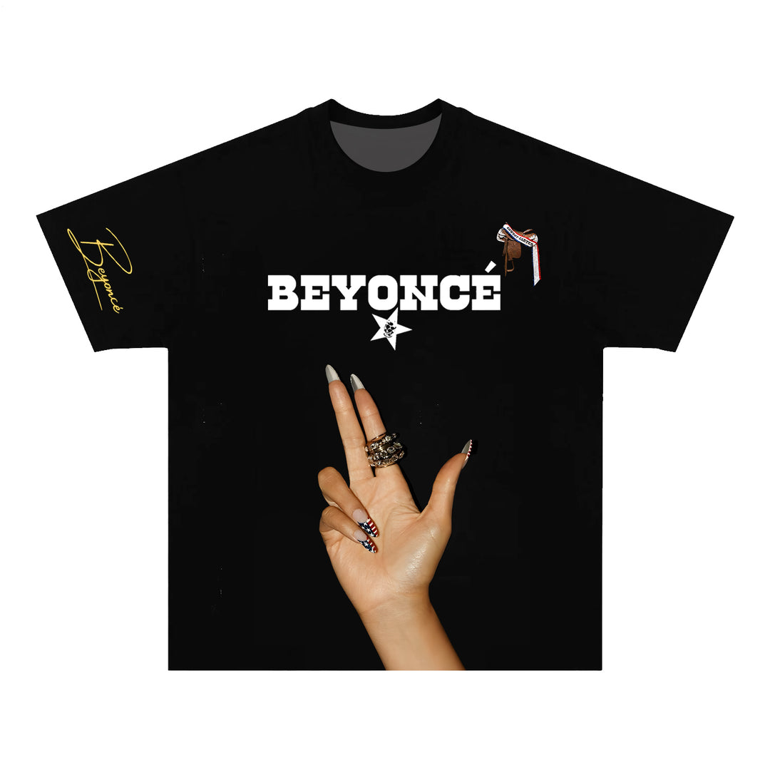 Beyonce Creative Print Crew Neck T-shirt