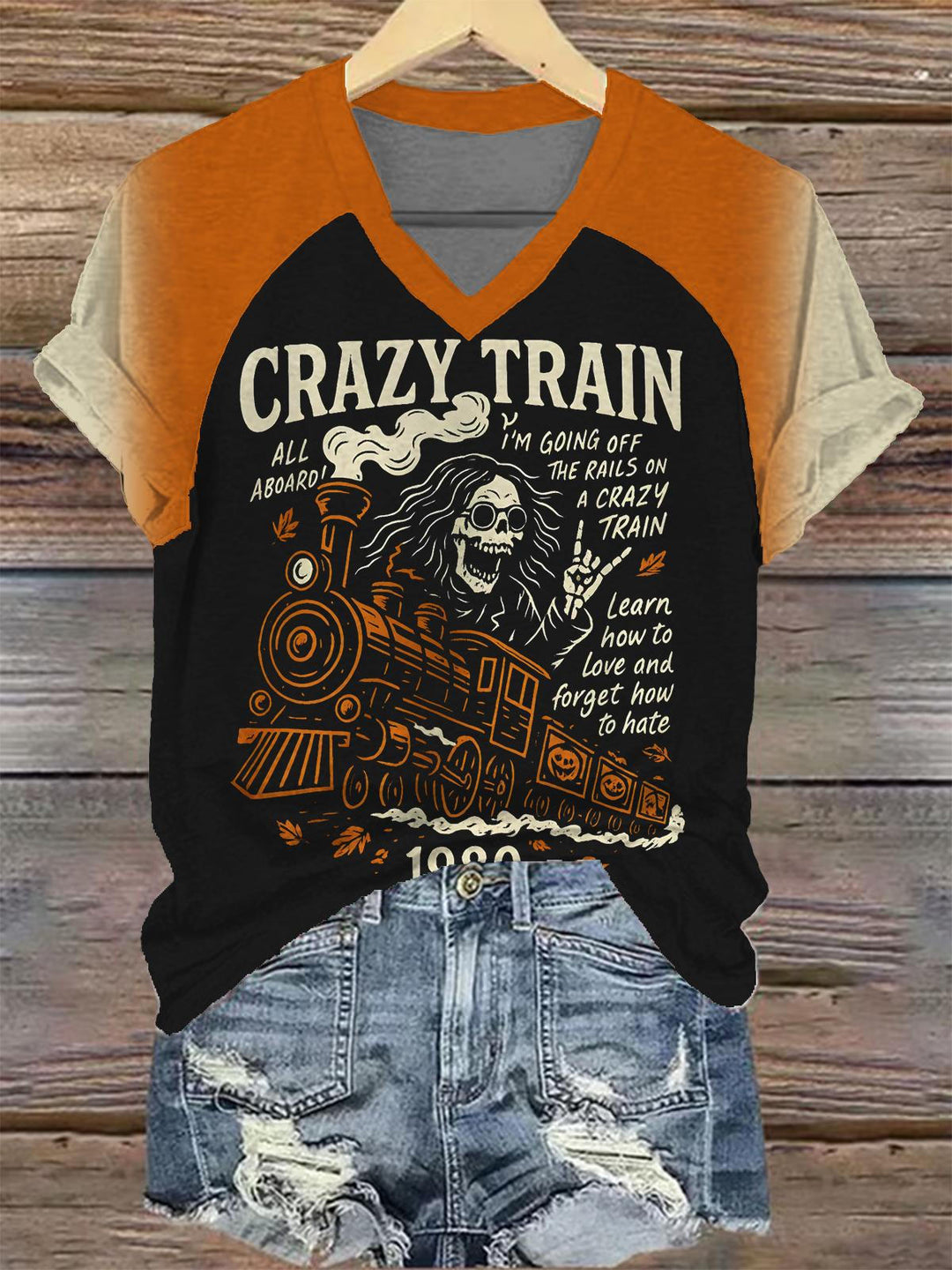 Ozzy Osbourne Women's Raglan V-Neck T-shirt