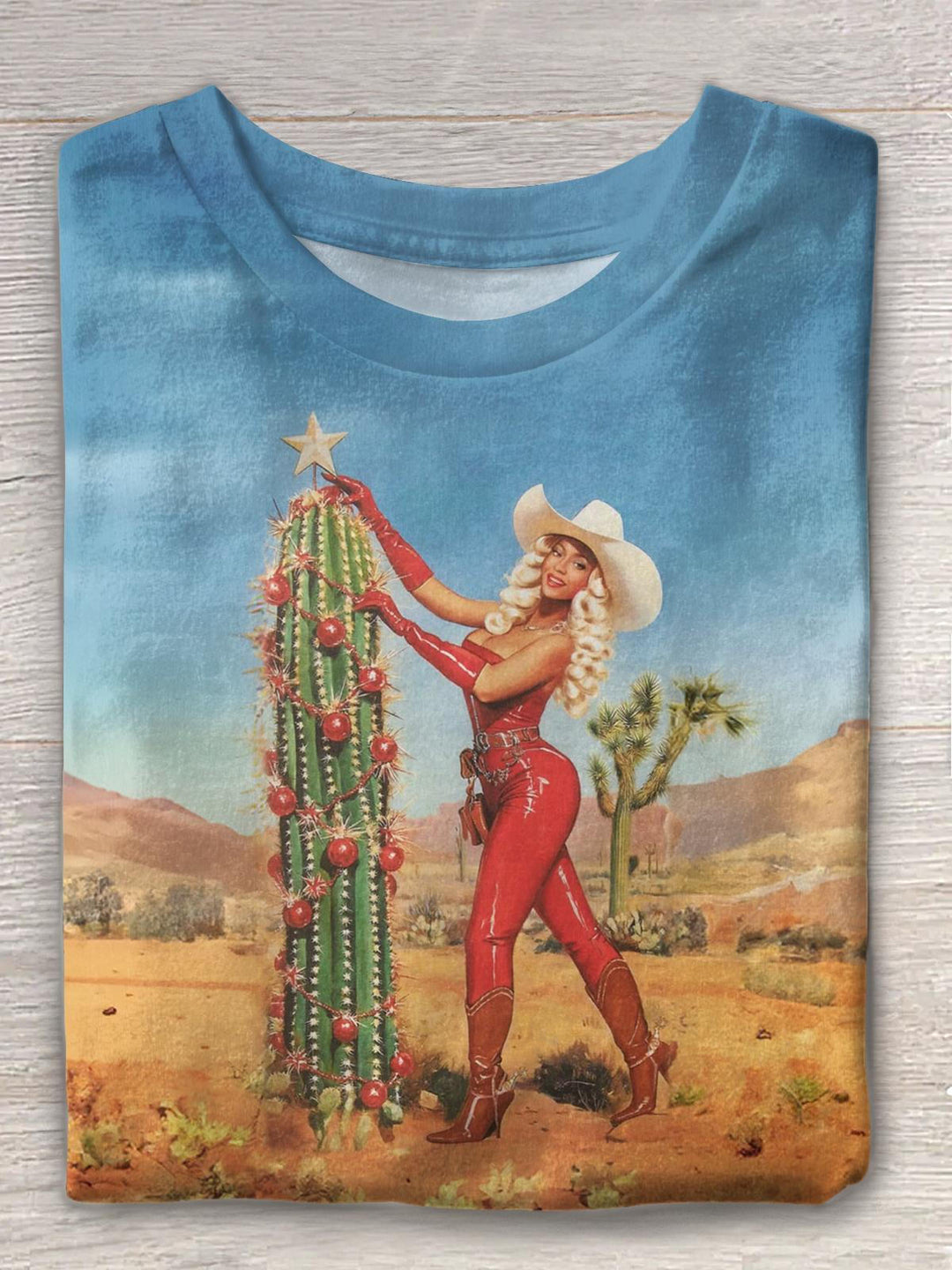 Beyoncé Western Desert Print Crew Neck T-shirt