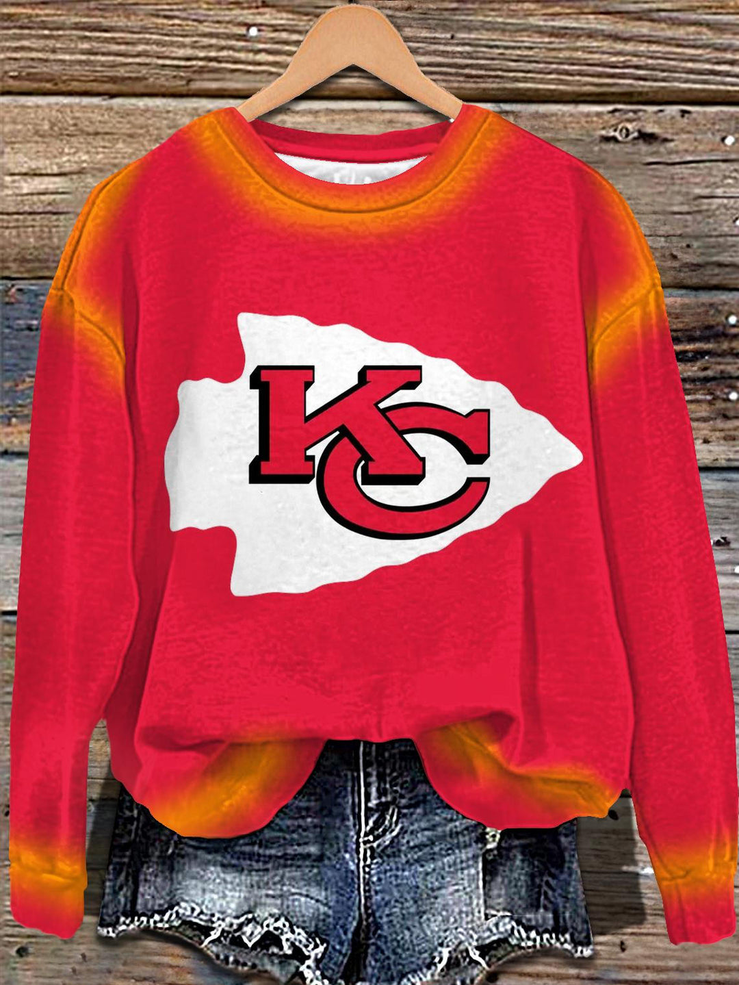 Kansas Chiefs Football Printed Long Sleeve Casual Top