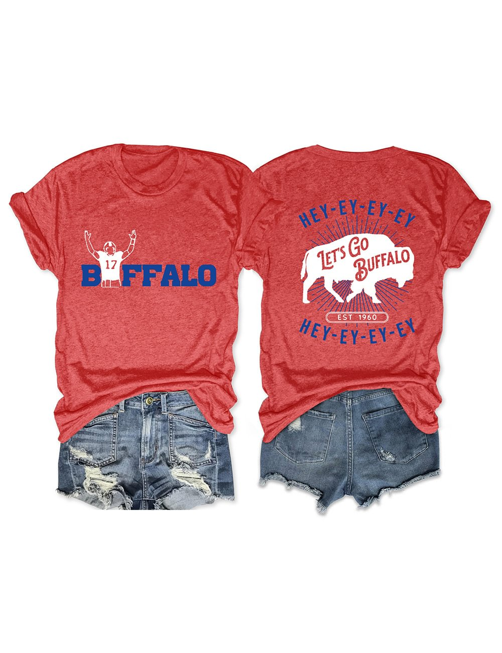 T-Shirt mit Rundhalsausschnitt und Buffalo-Football-Print